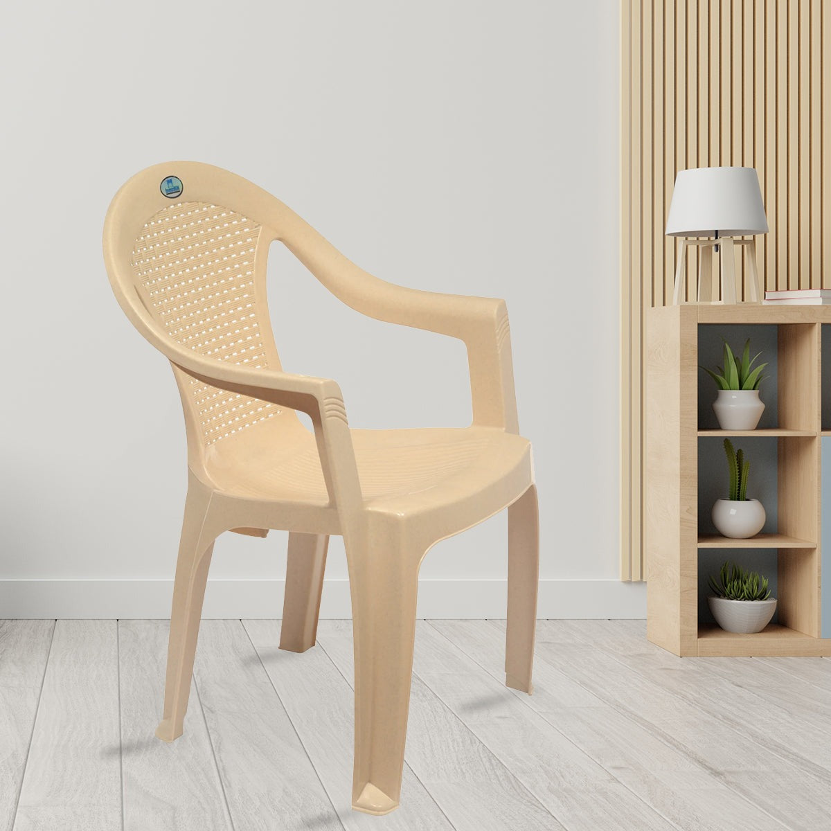 Nilkamal CHR2051 Plastic Arm Chair (Marble Beige) - Nilkamal | VK Furniture & Electronics Mangalore