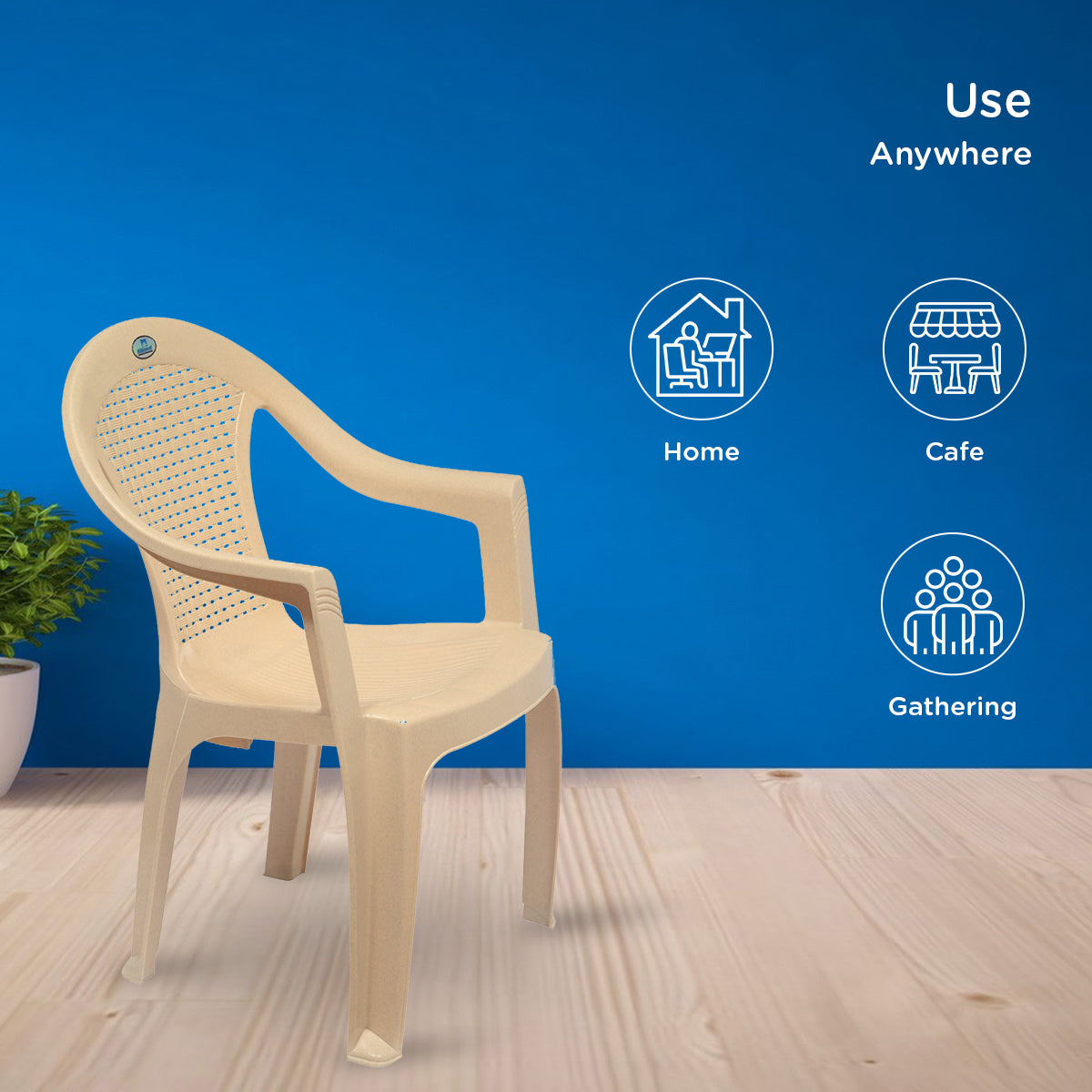 Nilkamal CHR2051 Plastic Arm Chair (Marble Beige) - Nilkamal | VK Furniture & Electronics Mangalore