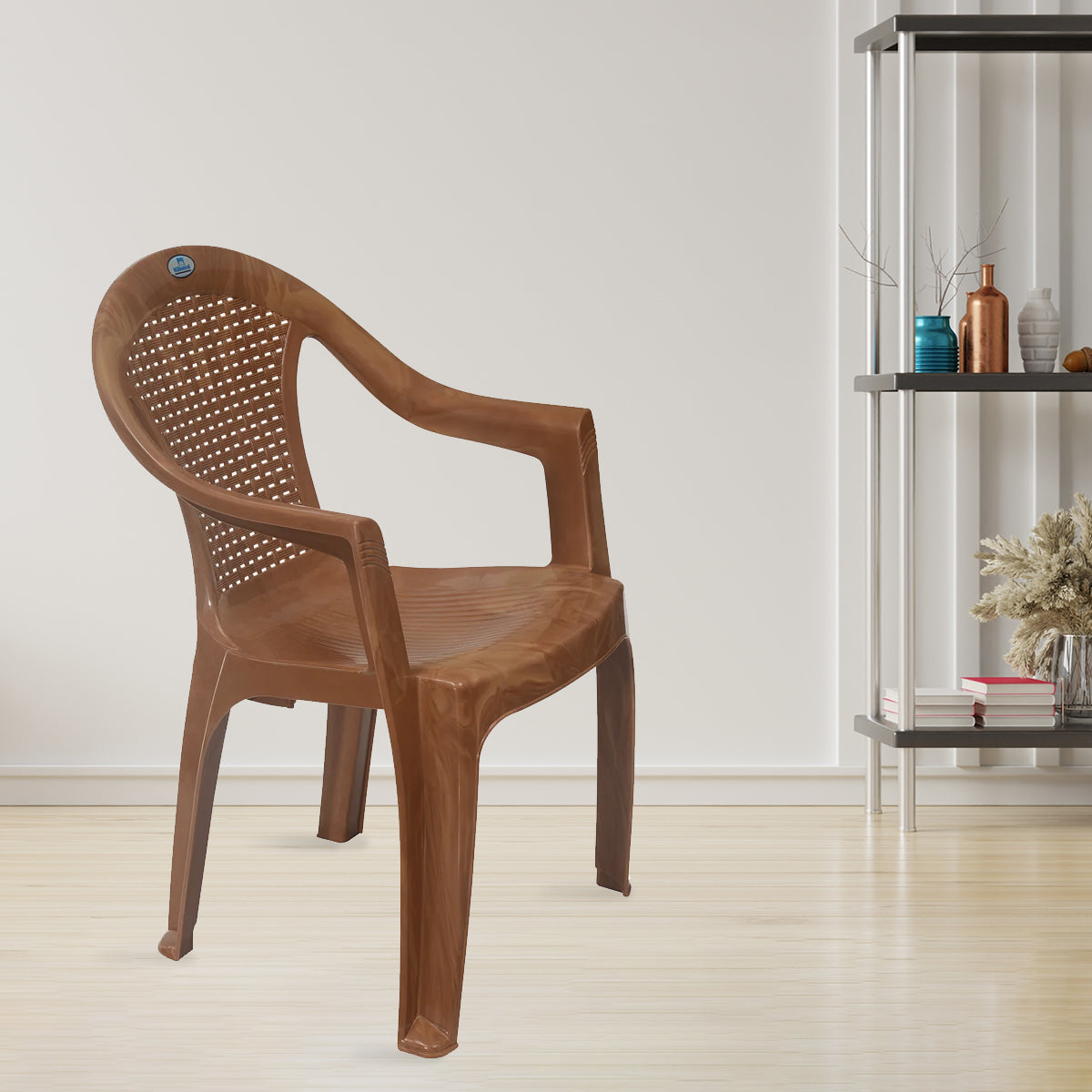 Nilkamal CHR2051 Plastic Arm Chair (Pear Wood) — Nilkamal | VK Furniture Mangalore