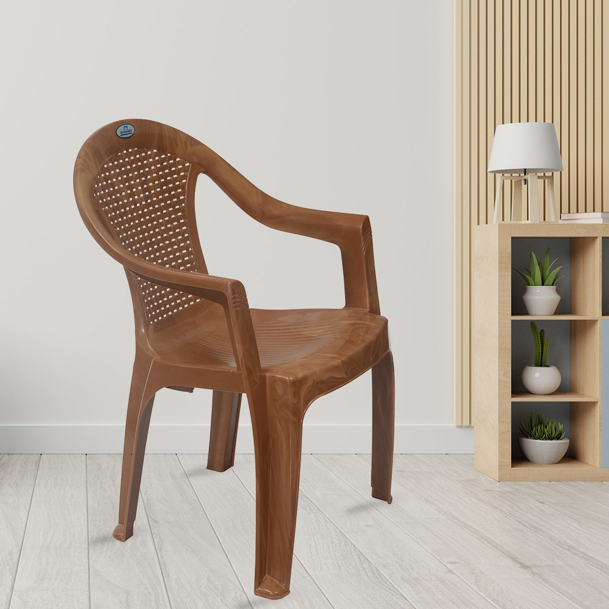 Nilkamal CHR2051 Plastic Arm Chair (Pear Wood) - Nilkamal | VK Furniture & Electronics Mangalore