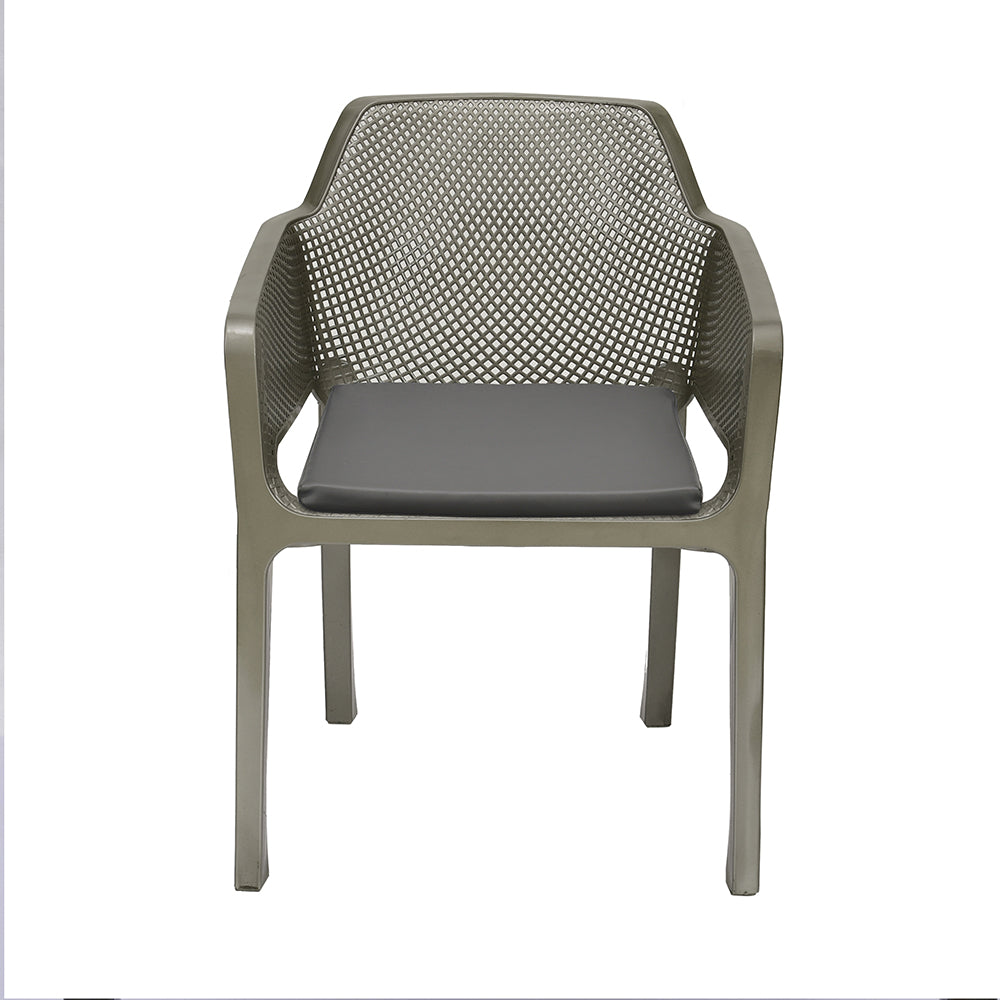 Nilkamal Captain Plastic Arm Chair With Leatherette Cushion (Metallic Dark) - Nilkamal | VK Furniture & Electronics Mangalore
