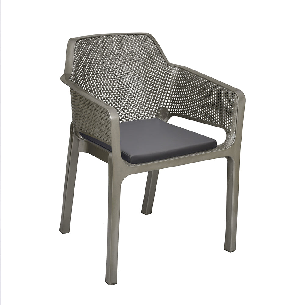 Nilkamal Captain Plastic Arm Chair With Leatherette Cushion (Metallic Dark) - Nilkamal | VK Furniture & Electronics Mangalore