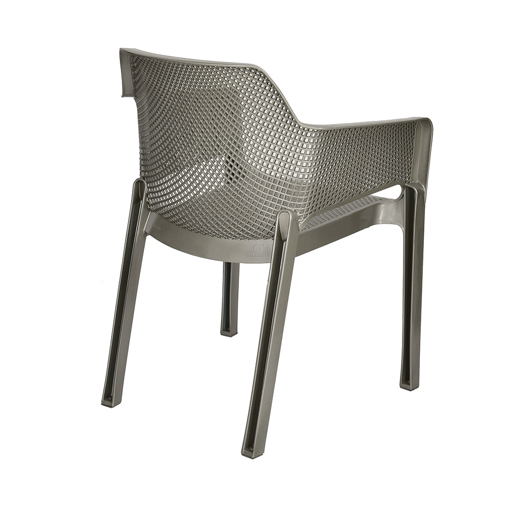 Nilkamal Captain Plastic Arm Chair With Leatherette Cushion (Metallic Dark) - Nilkamal | VK Furniture & Electronics Mangalore