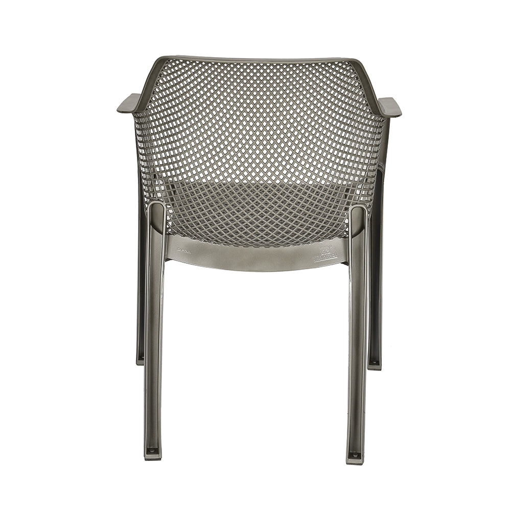 Nilkamal Captain Plastic Arm Chair With Leatherette Cushion (Metallic Dark) - Nilkamal | VK Furniture & Electronics Mangalore