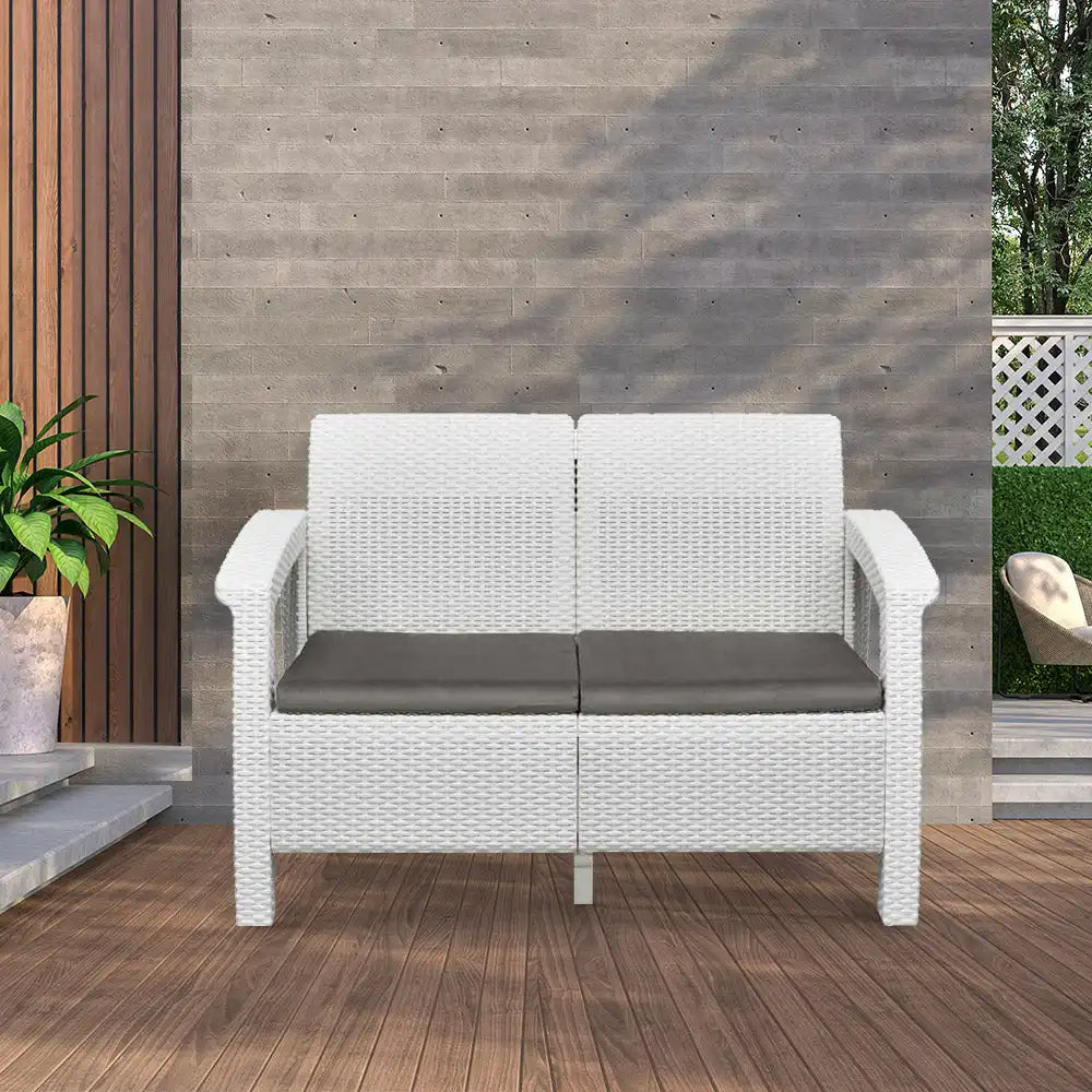 Nilkamal Goa Plastic 2 Seater Sofa with Cushion (Milky White and Grey) - Nilkamal | VK Furniture & Electronics Mangalore