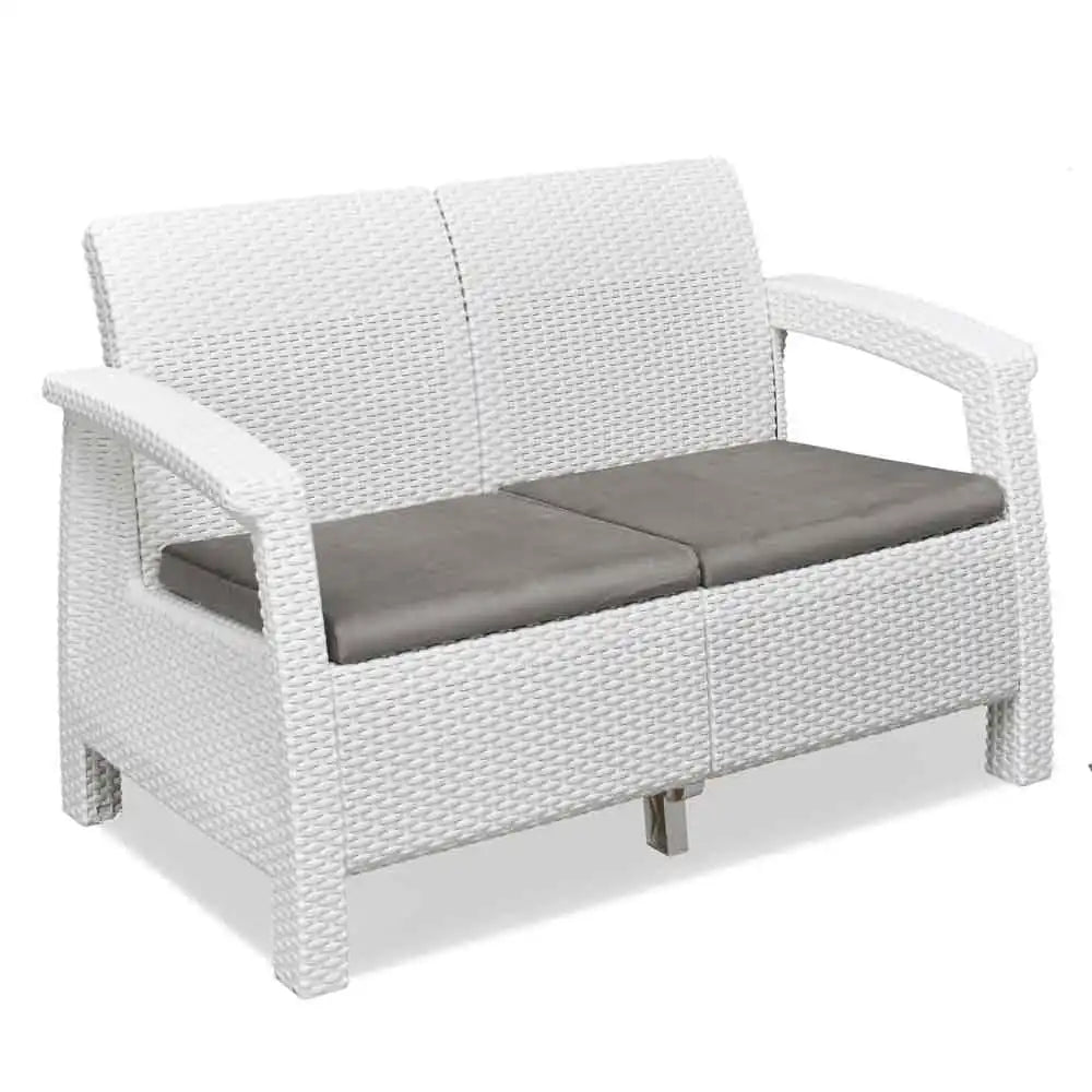 Nilkamal Goa Plastic 2 Seater Sofa with Cushion (Milky White and Grey) - Nilkamal | VK Furniture & Electronics Mangalore