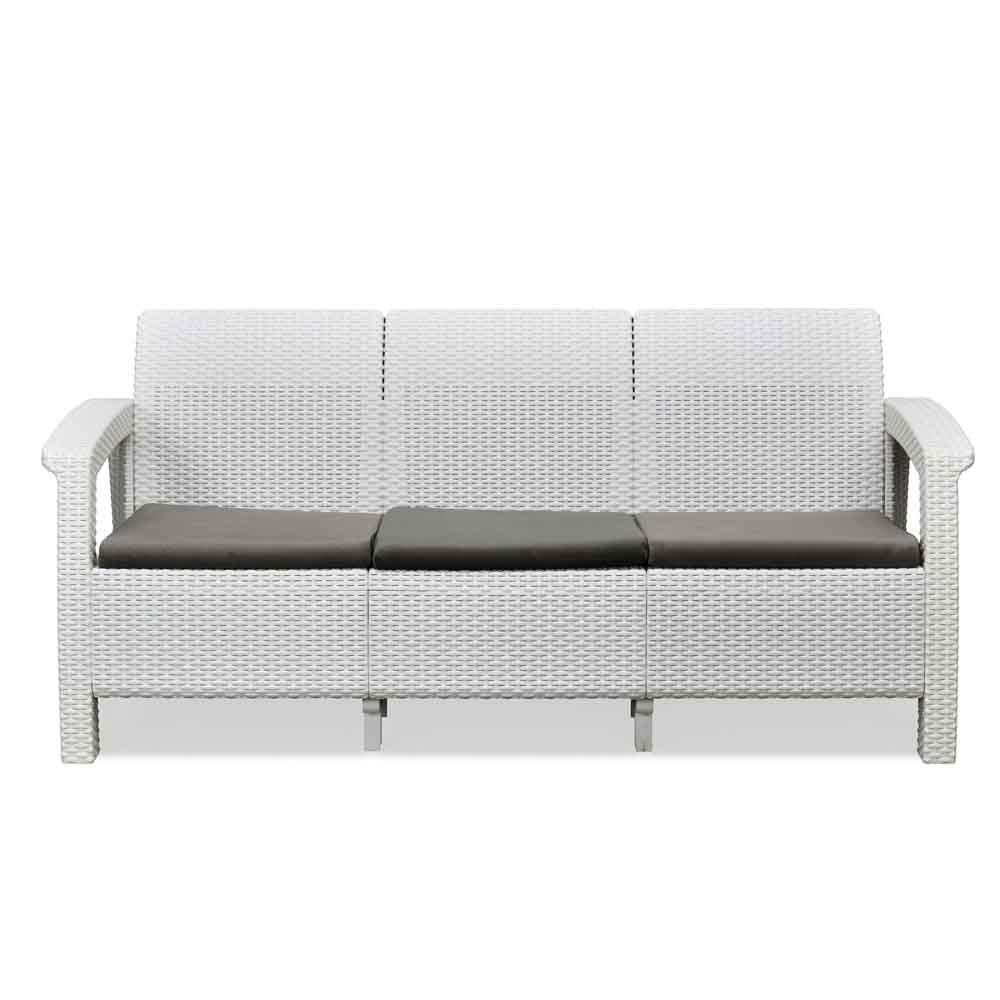 Nilkamal Goa Plastic 3 Seater Sofa with Cushion (Milky White and Grey) - Nilkamal | VK Furniture & Electronics Mangalore