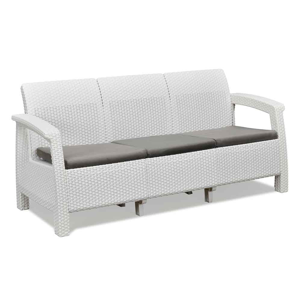 Nilkamal Goa Plastic 3 Seater Sofa with Cushion (Milky White and Grey) - Nilkamal | VK Furniture & Electronics Mangalore