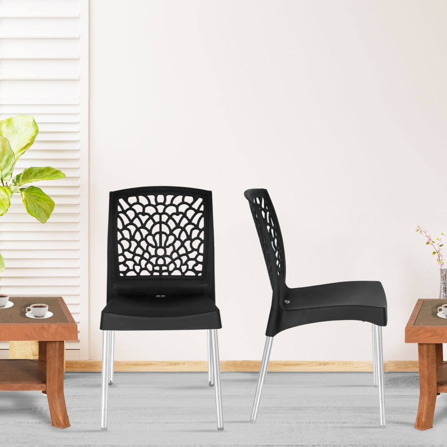 Nilkamal Novella 19 Plastic Armless Chair (Iron Black) - Nilkamal | VK Furniture & Electronics Mangalore