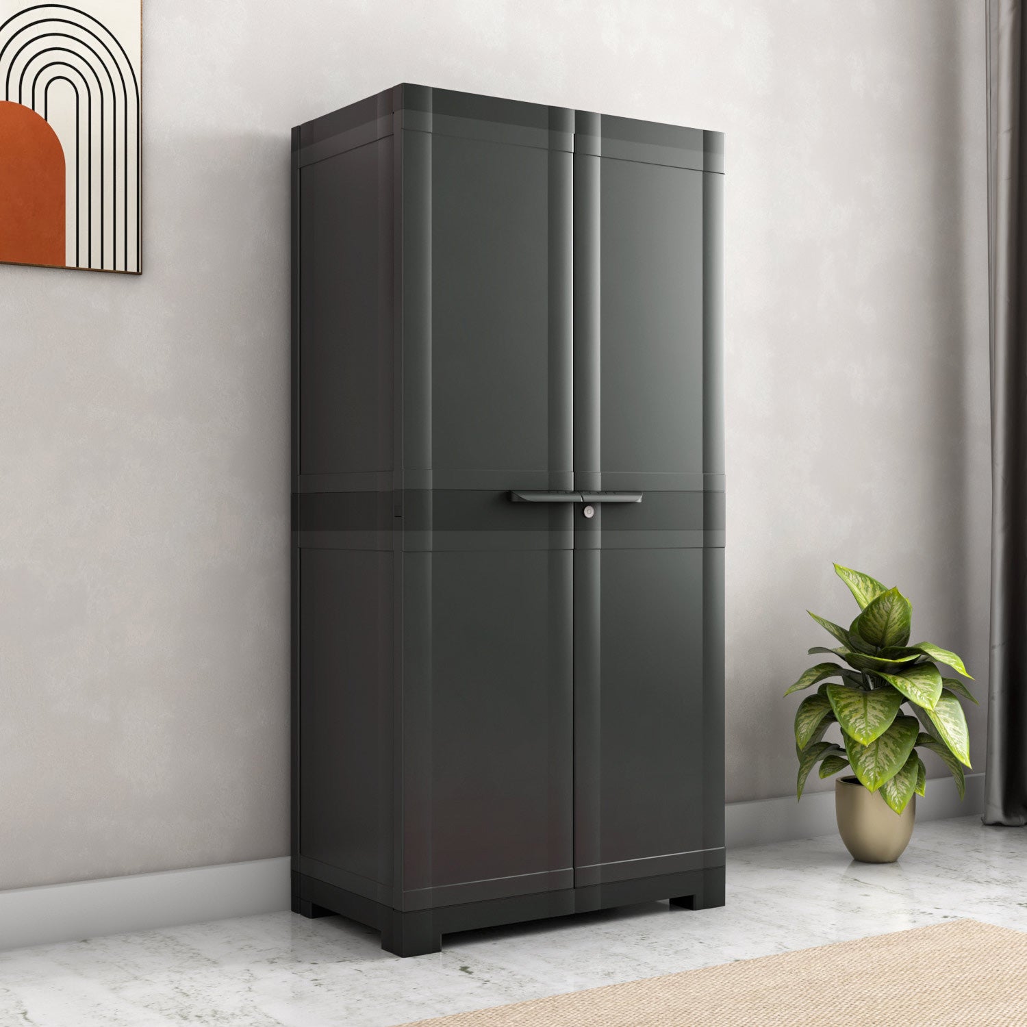 Nilkamal Freedom FMM Plastic Storage Cabinet (Charcoal Grey) — Nilkamal | VK Furniture Mangalore