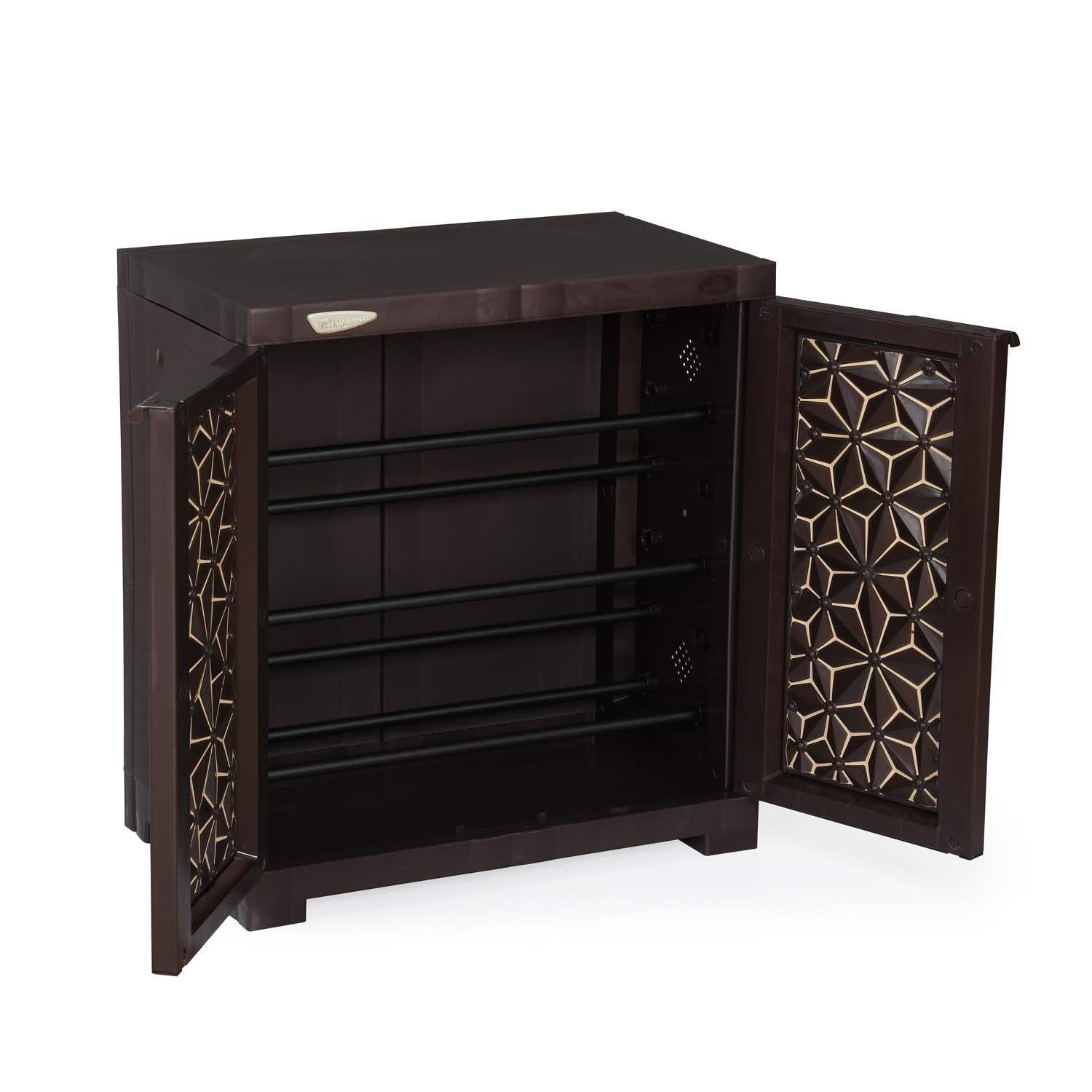 Nilkamal Freedom Star (FMSC09STR) Plastic Shoe Cabinet (Weather Brown & Biscuit)