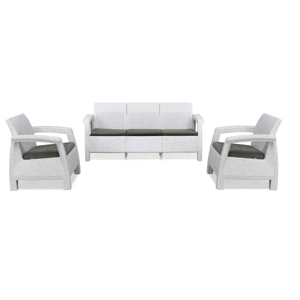 Nilkamal Goa Plastic 3 + 1 + 1 Seater Sofa with Cushion (Milky White and Grey) - Nilkamal | VK Furniture & Electronics Mangalore