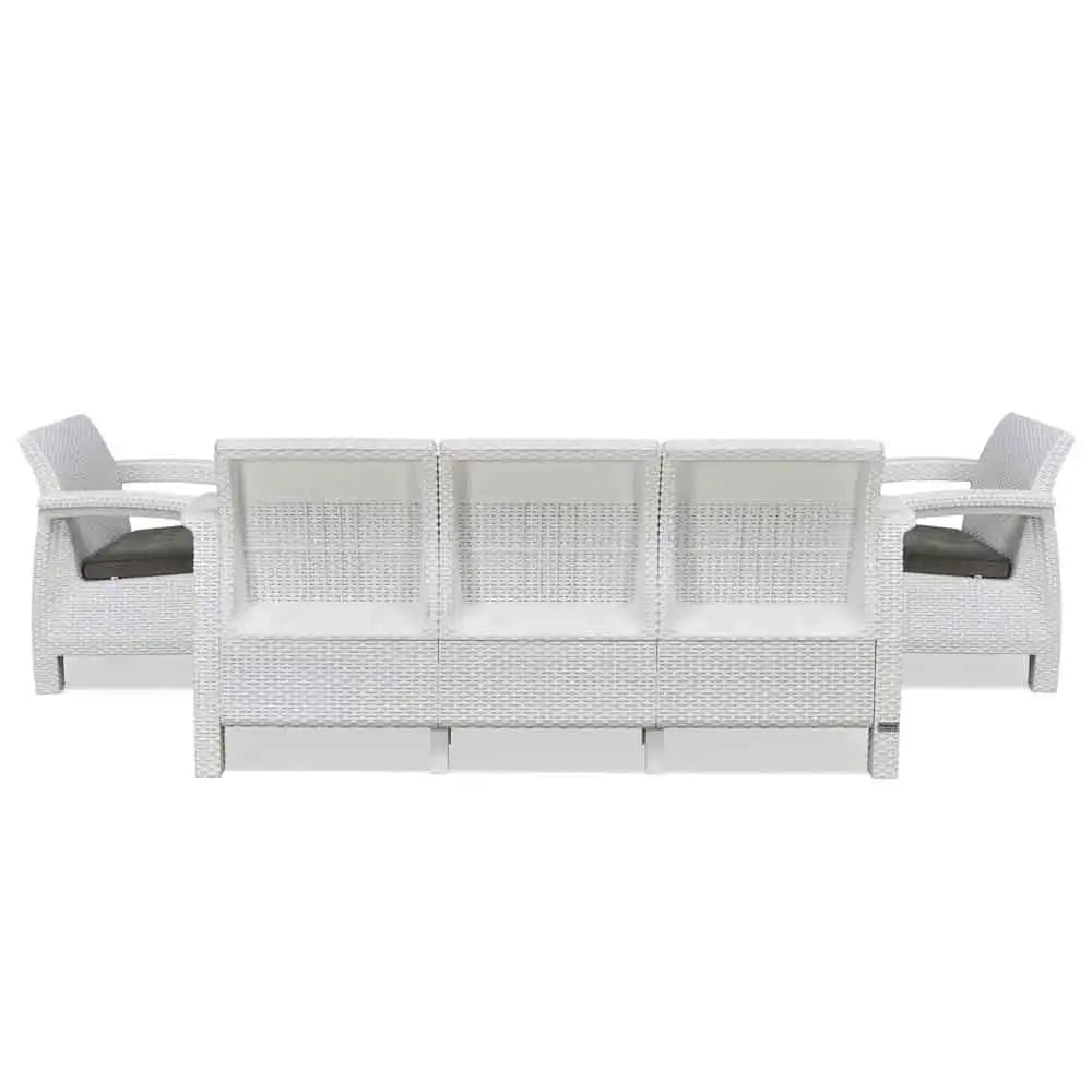 Nilkamal Goa Plastic 3 + 1 + 1 Seater Sofa with Cushion (Milky White and Grey) - Nilkamal | VK Furniture & Electronics Mangalore
