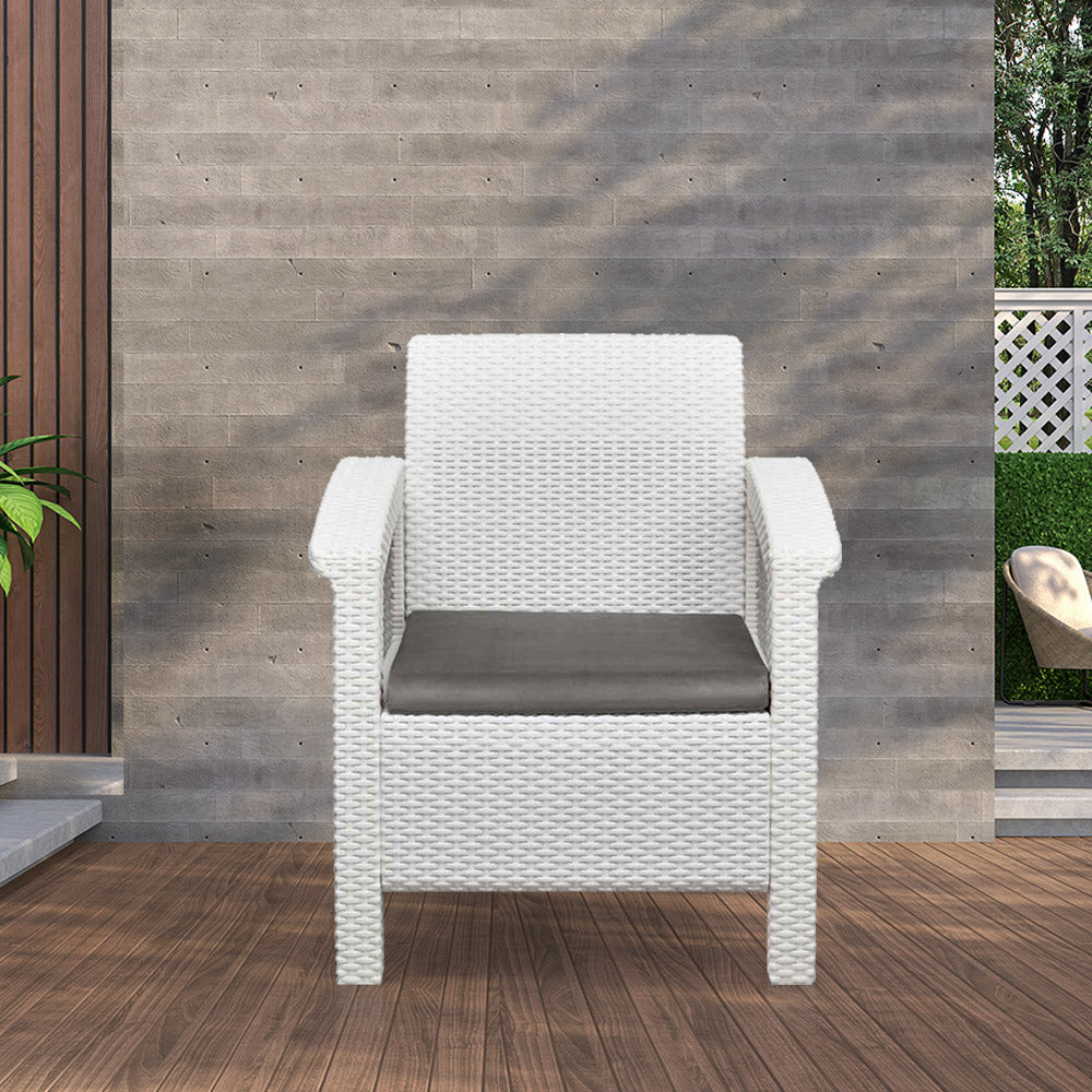 Nilkamal Goa Plastic 1 Seater Sofa with Cushion (Milky White and Grey) - Nilkamal | VK Furniture & Electronics Mangalore