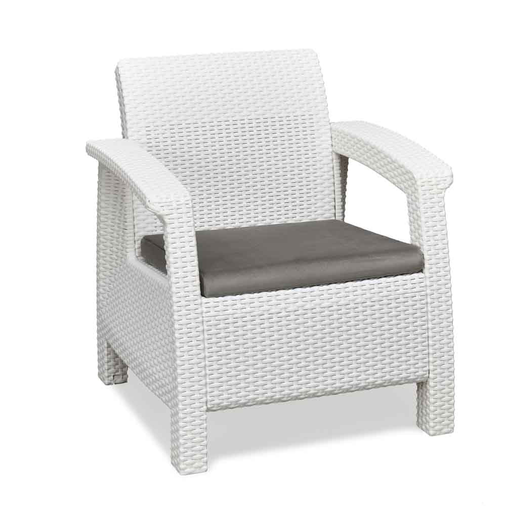 Nilkamal Goa Plastic 1 Seater Sofa with Cushion (Milky White and Grey) - Nilkamal | VK Furniture & Electronics Mangalore