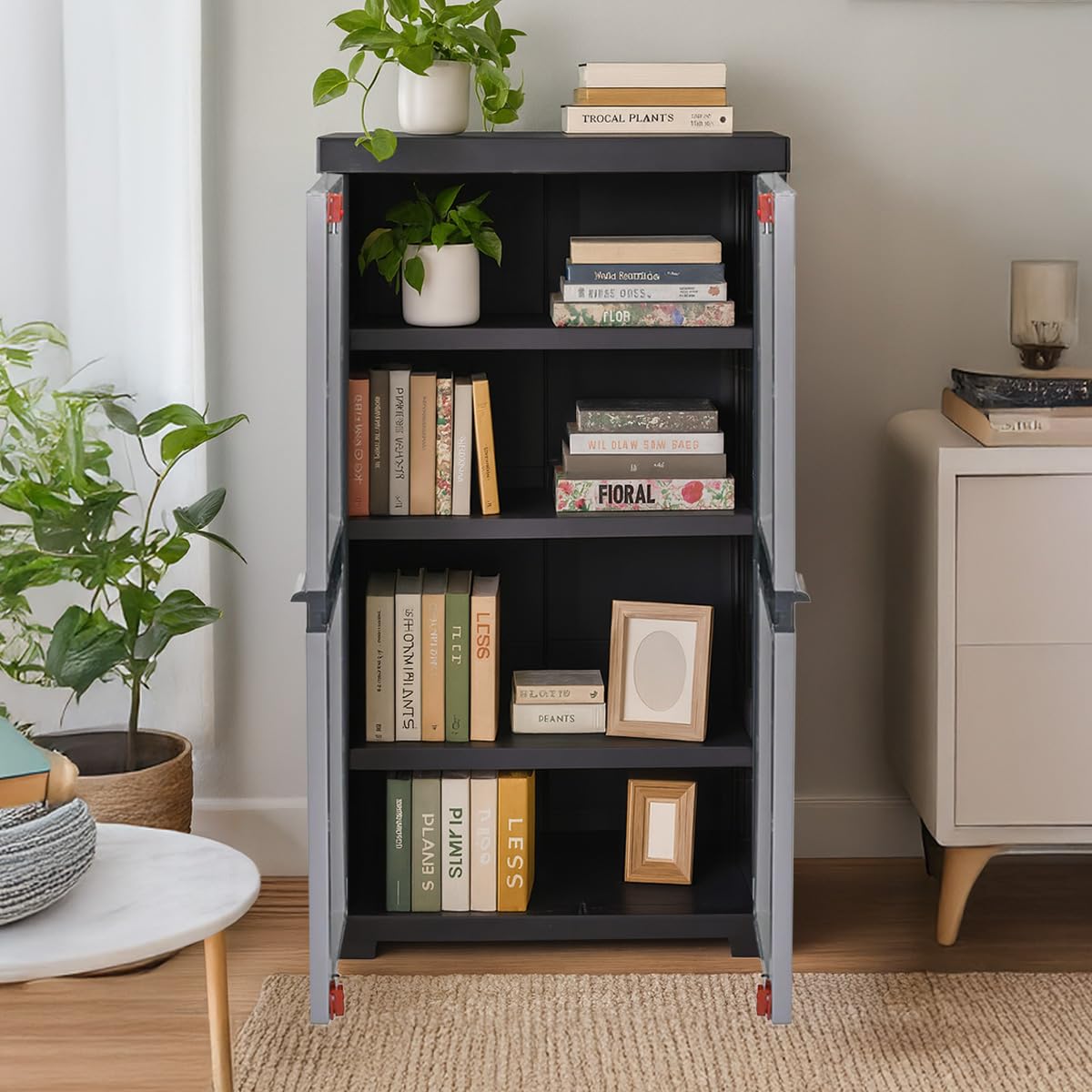 Nilkamal Freedom Mini Medium (FMM) Plastic Storage Cabinet/Bookshelf (Haze Grey/Charcoal Grey) - Nilkamal | VK Furniture & Electronics Mangalore