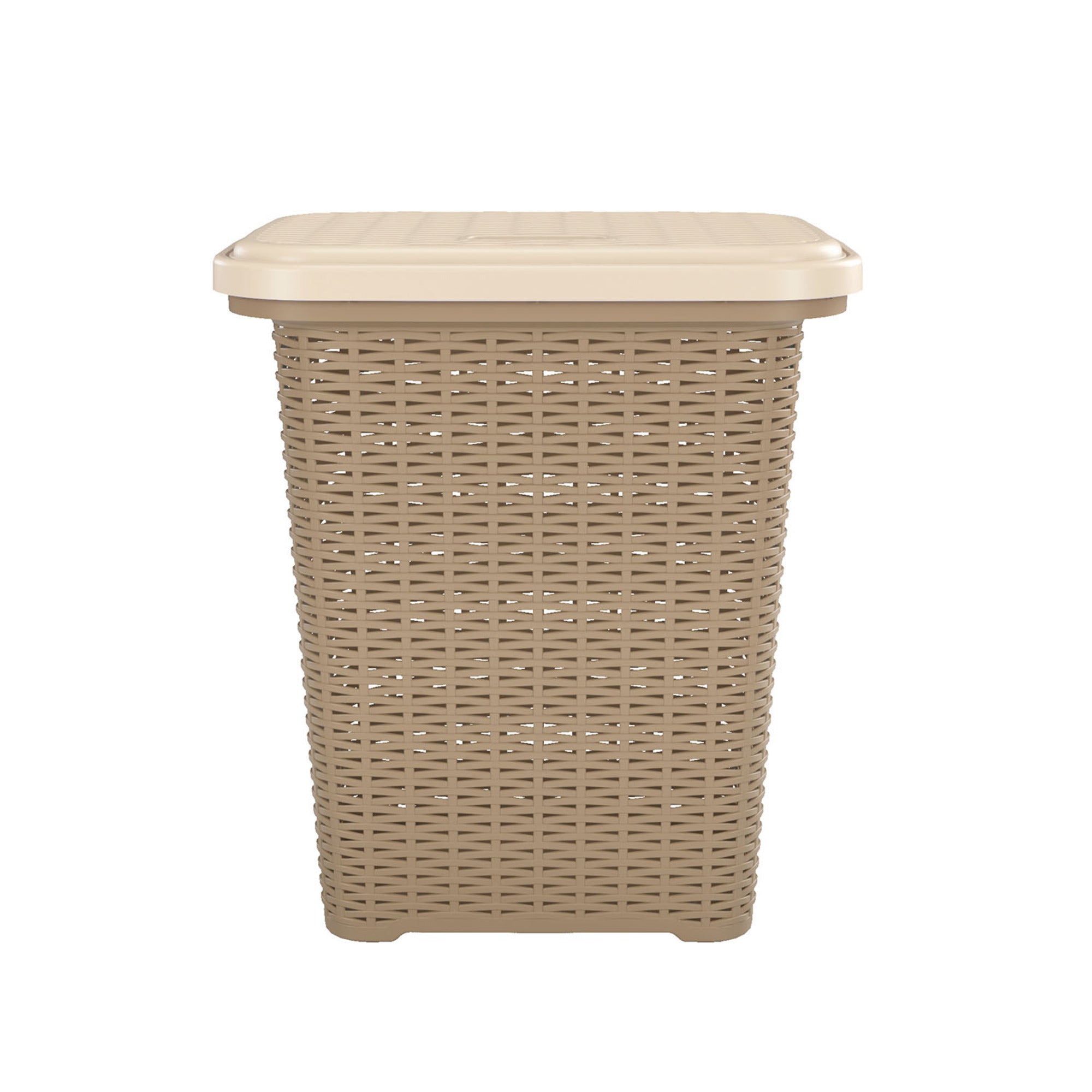 Nilkamal Elegance Laundry Basket 50 Litre with Lid (Sandy Brown & Marble Cream) - Nilkamal | VK Furniture & Electronics Mangalore