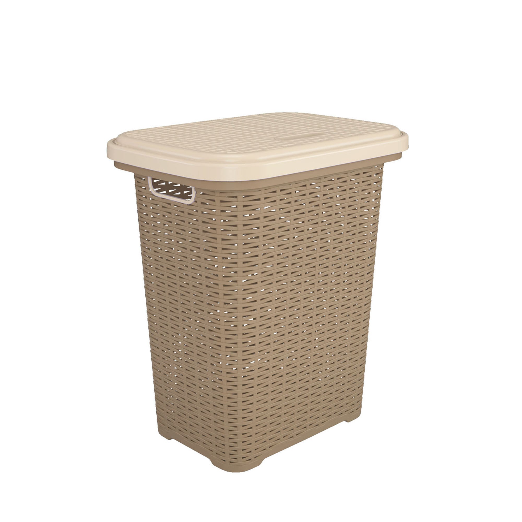 Nilkamal Elegance Laundry Basket 50 Litre with Lid (Sandy Brown & Marble Cream) - Nilkamal | VK Furniture & Electronics Mangalore