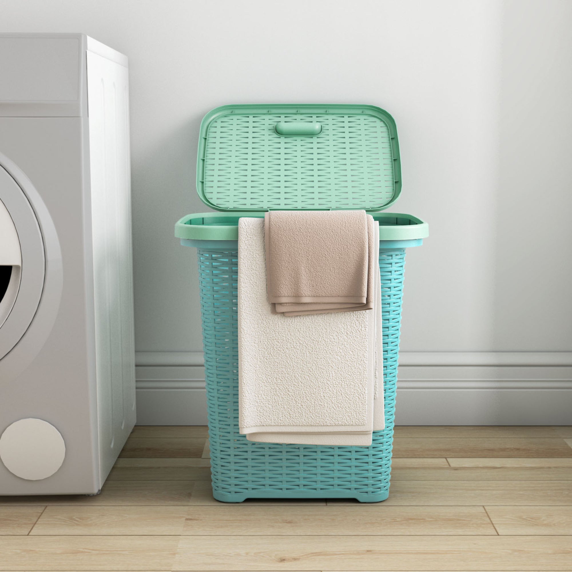 Nilkamal Elegance Laundry Basket 50 Litre with Lid (Sapphire Blue & Sea Blue) - Nilkamal | VK Furniture & Electronics Mangalore