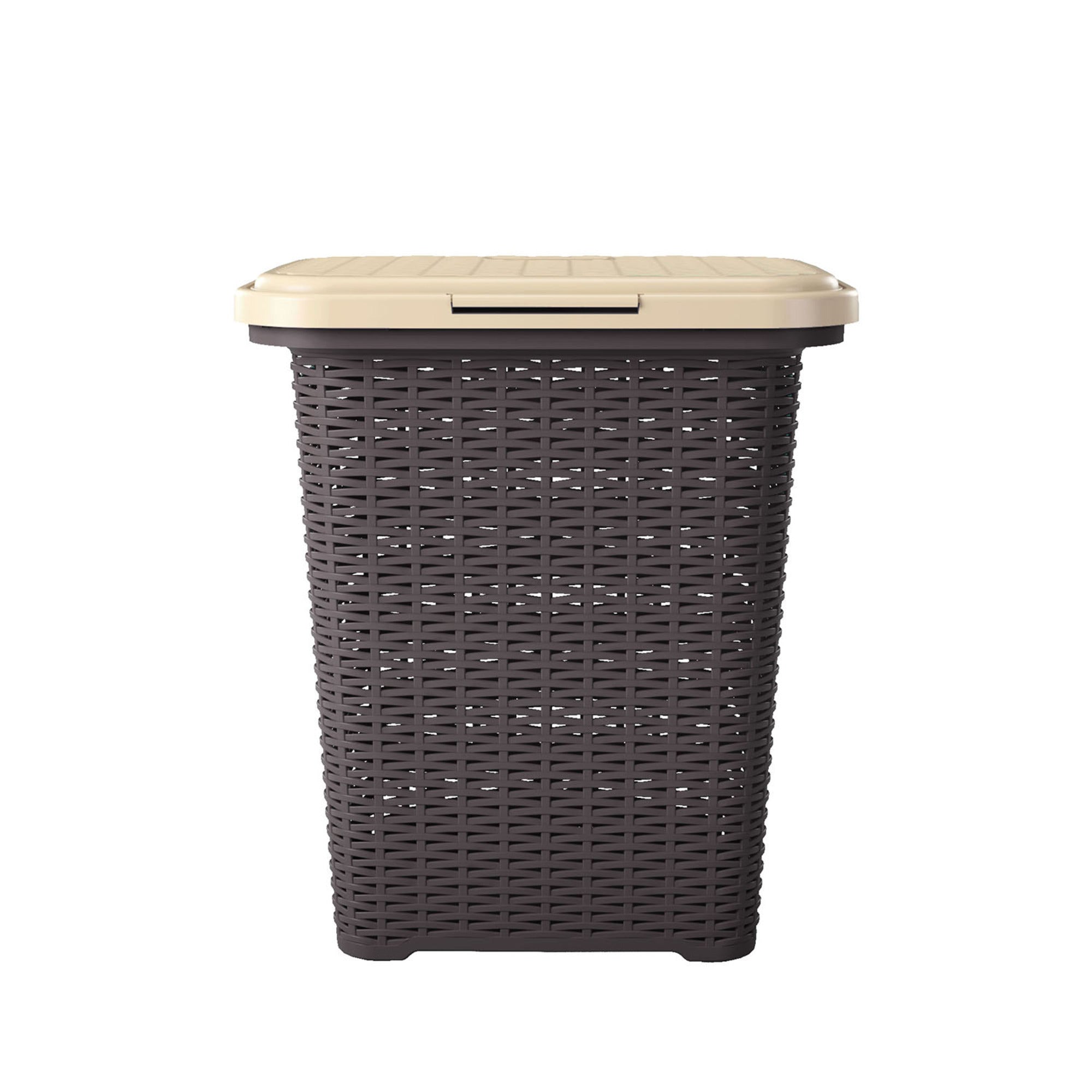 Nilkamal Elegance Laundry Basket 50 Litre with Lid (Season Rust Brown & Marble Beige) - Nilkamal | VK Furniture & Electronics Mangalore