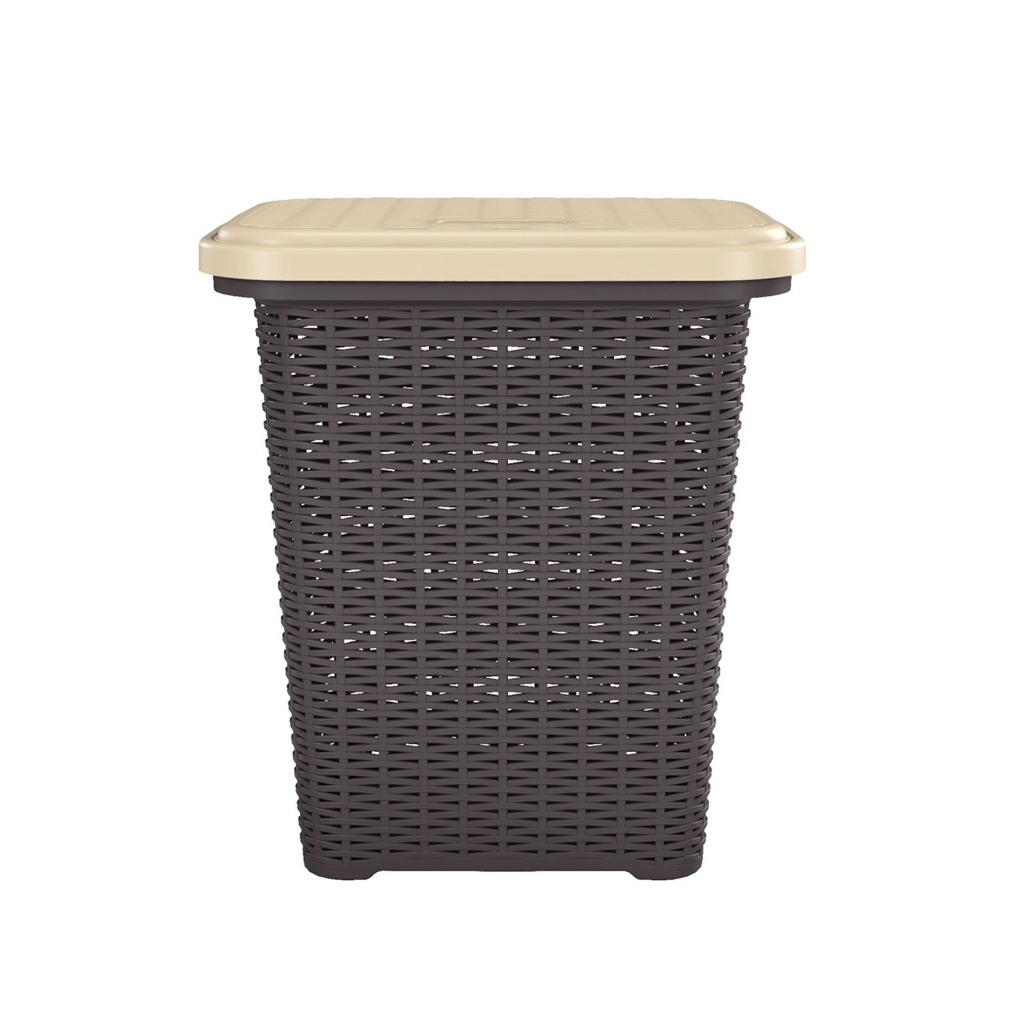 Nilkamal Elegance Laundry Basket 50 Litre with Lid (Season Rust Brown & Marble Beige) - Nilkamal | VK Furniture & Electronics Mangalore