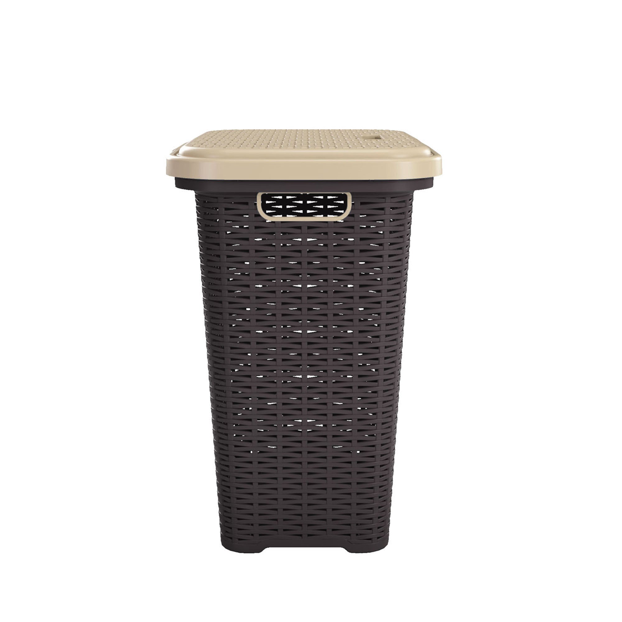 Nilkamal Elegance Laundry Basket 50 Litre with Lid (Season Rust Brown & Marble Beige) - Nilkamal | VK Furniture & Electronics Mangalore