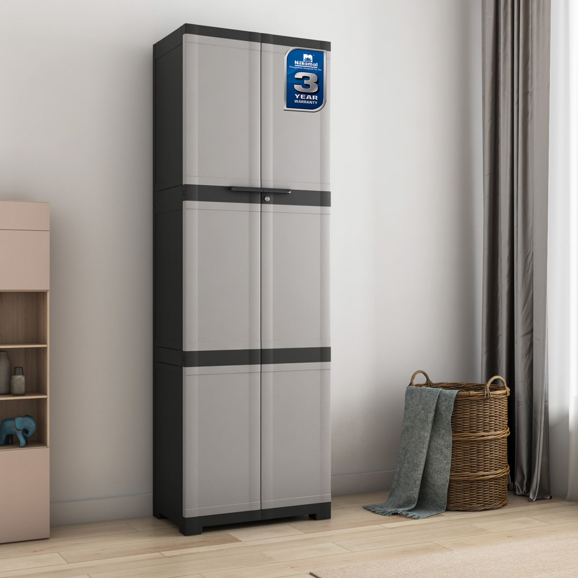 NILKAMAL FREEDOM MINI LARGE (FML) PLASTIC CABINET FOR STORAGE(GREY/CHARCOAL GREY) — Nilkamal | VK Furniture Mangalore