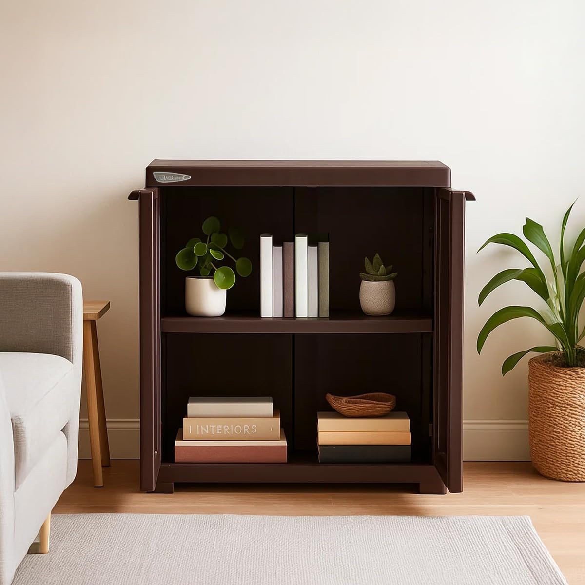 Nilkamal Freedom Mini Small (FMS) Plastic Storage Cabinet/Bookshelf (Weather Brown) - Nilkamal | VK Furniture & Electronics Mangalore