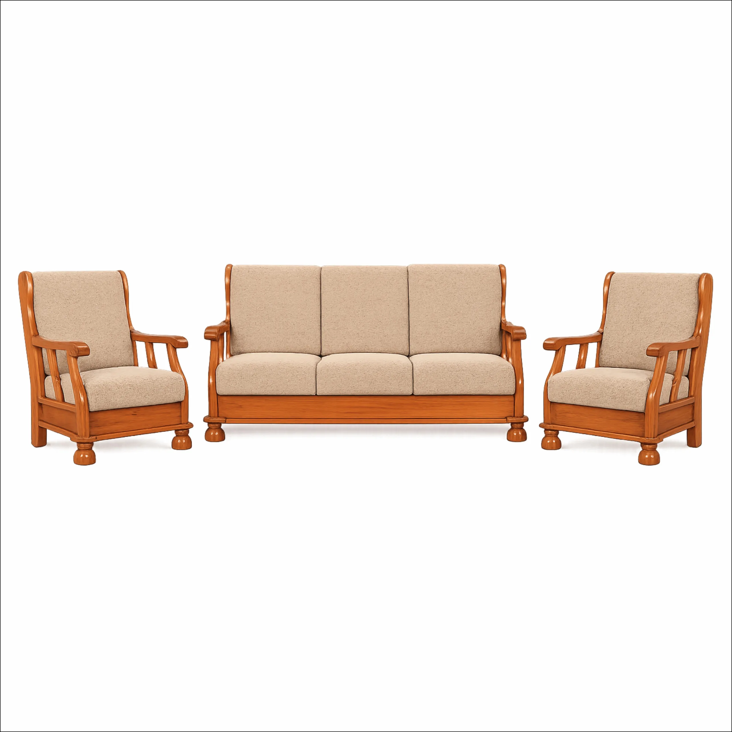VK Burton Wooden Sofa (3+1+1)