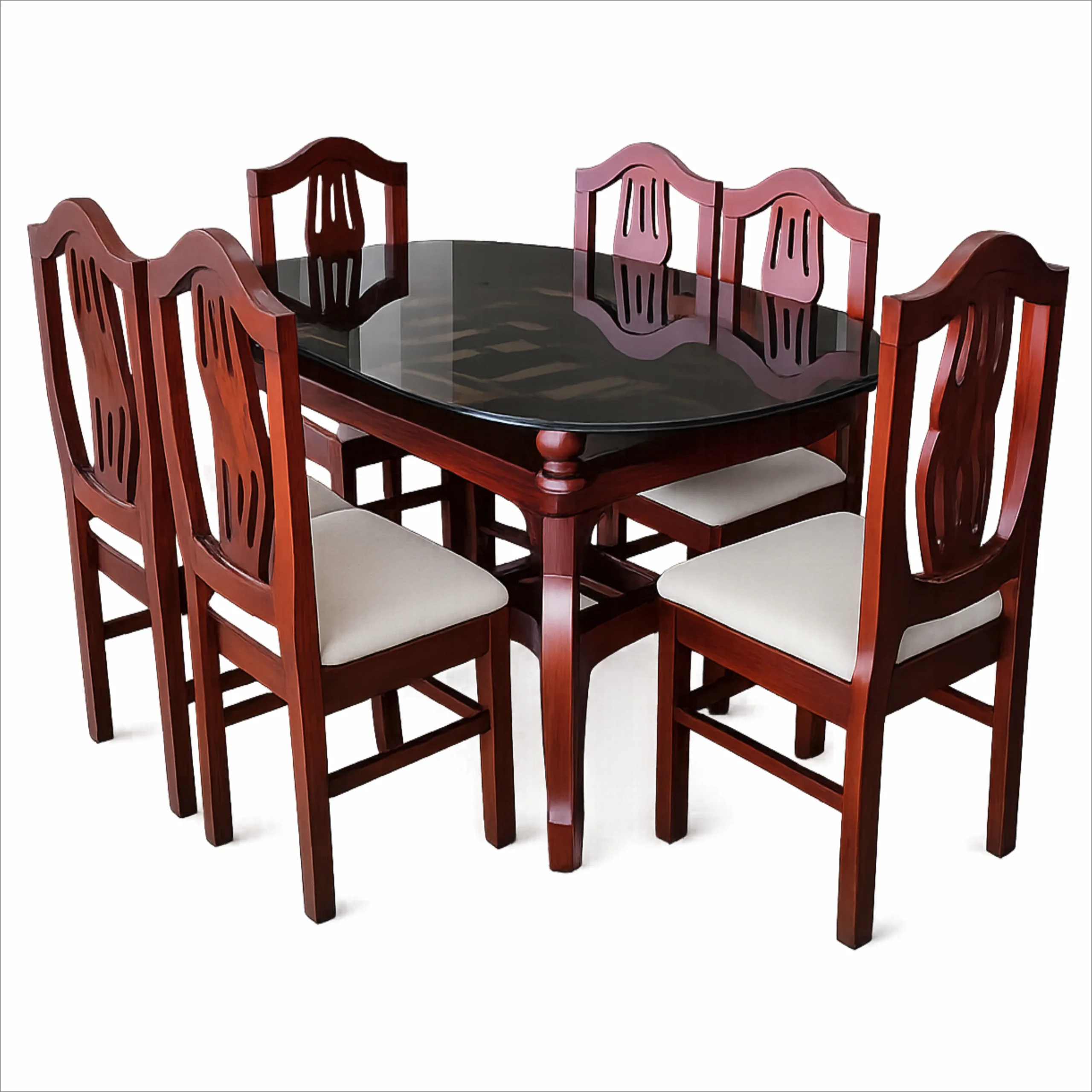 VK Marine Oval Glass 6-Seater Dining Set