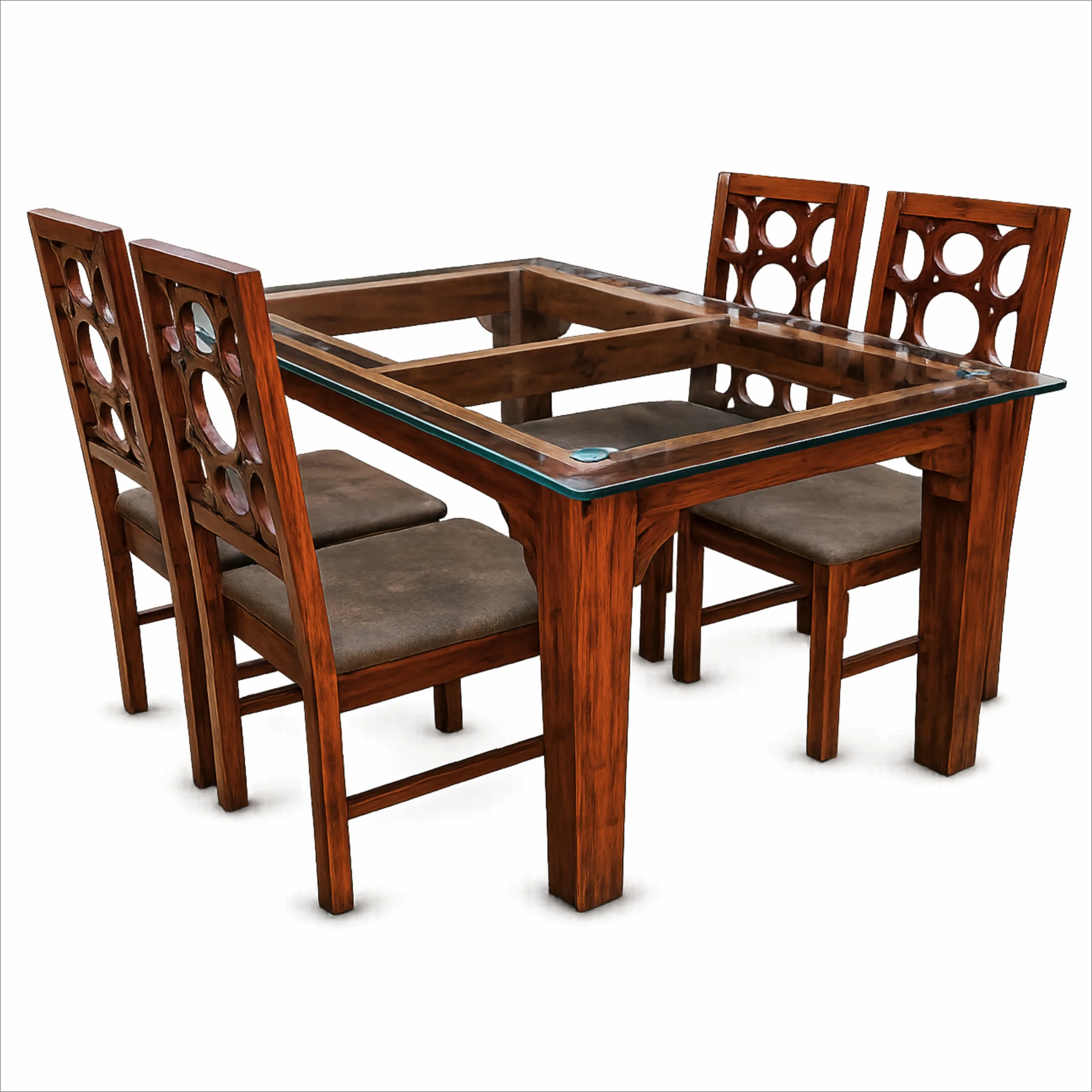 VK Royal Glass 4-Seater Dining Set