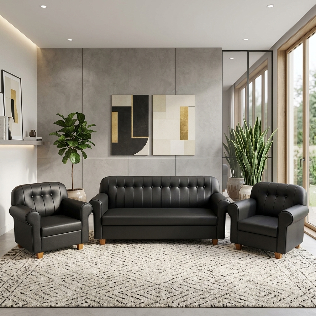 VK REXINE SOFA SET