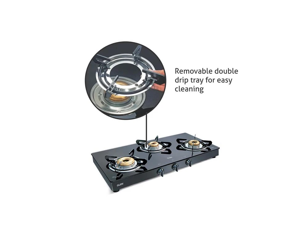 GLEN LPG STOVE 1033 GT XL BRASS BURNER BLACK - VK Furniture | VK Furniture & Electronics Mangalore