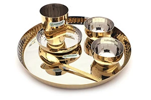 Stainless Steel With Gold Coating Design Dinner Set - 6pc Set