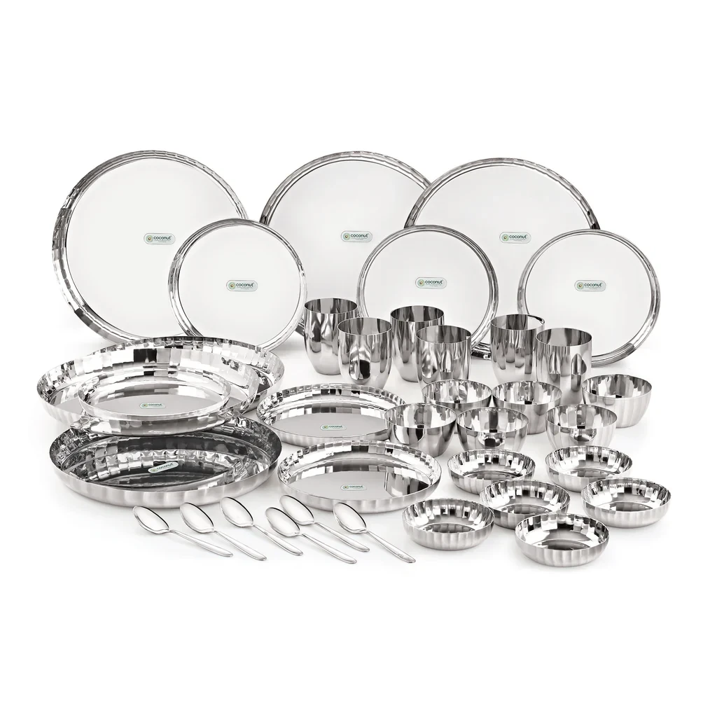 Stainless Steel Citrus Dinner Set - 36 Pieces - VK Furniture | VK Furniture & Electronics Mangalore