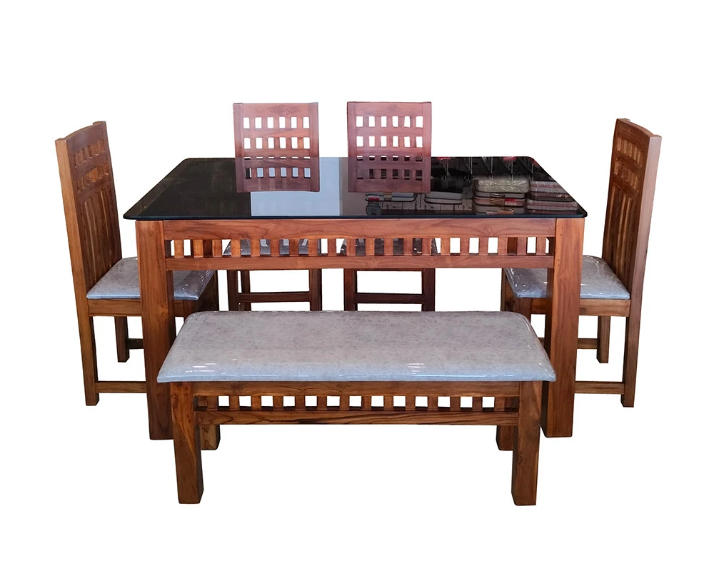 VK Mark Model 4 Seater With Bench Dining Set - VK Furniture | VK Furniture & Electronics Mangalore