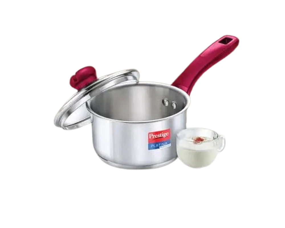 Prestige Platina Popular Stainless Steel Sauce Pan with Glass Lid - Prestige | VK Furniture & Electronics Mangalore