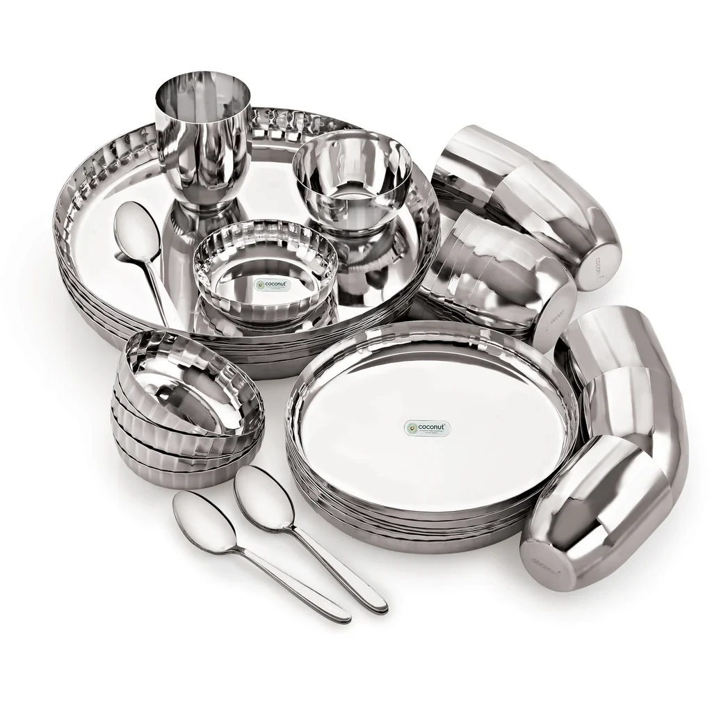 Stainless Steel Citrus Dinner Set - 36 Pieces - VK Furniture | VK Furniture & Electronics Mangalore