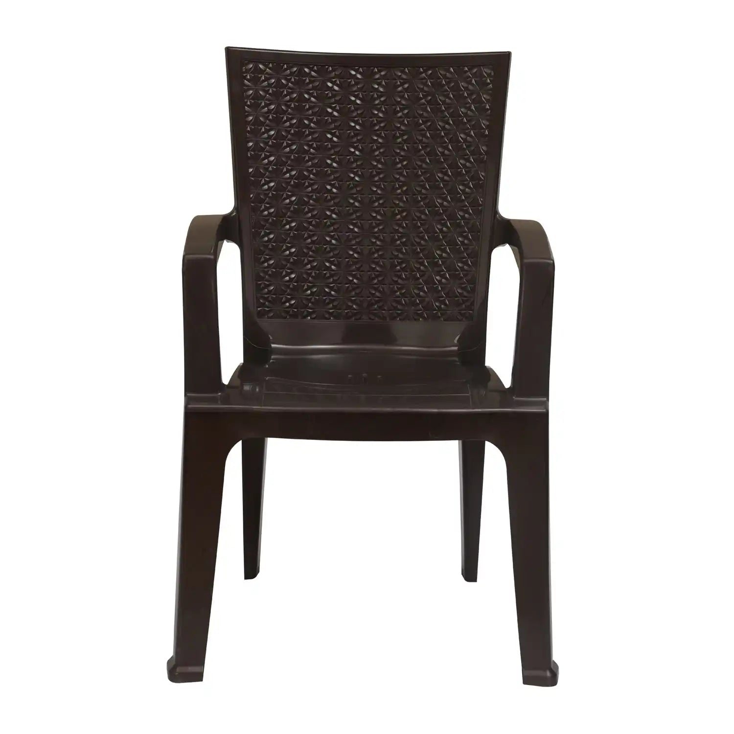 Nilkamal CHR2225 Chairs and Mystique Glass Top Coffee Table Plastic Outdoor Set (Weather Brown & Season Rust Brown) - Nilkamal | VK Furniture & Electronics Mangalore