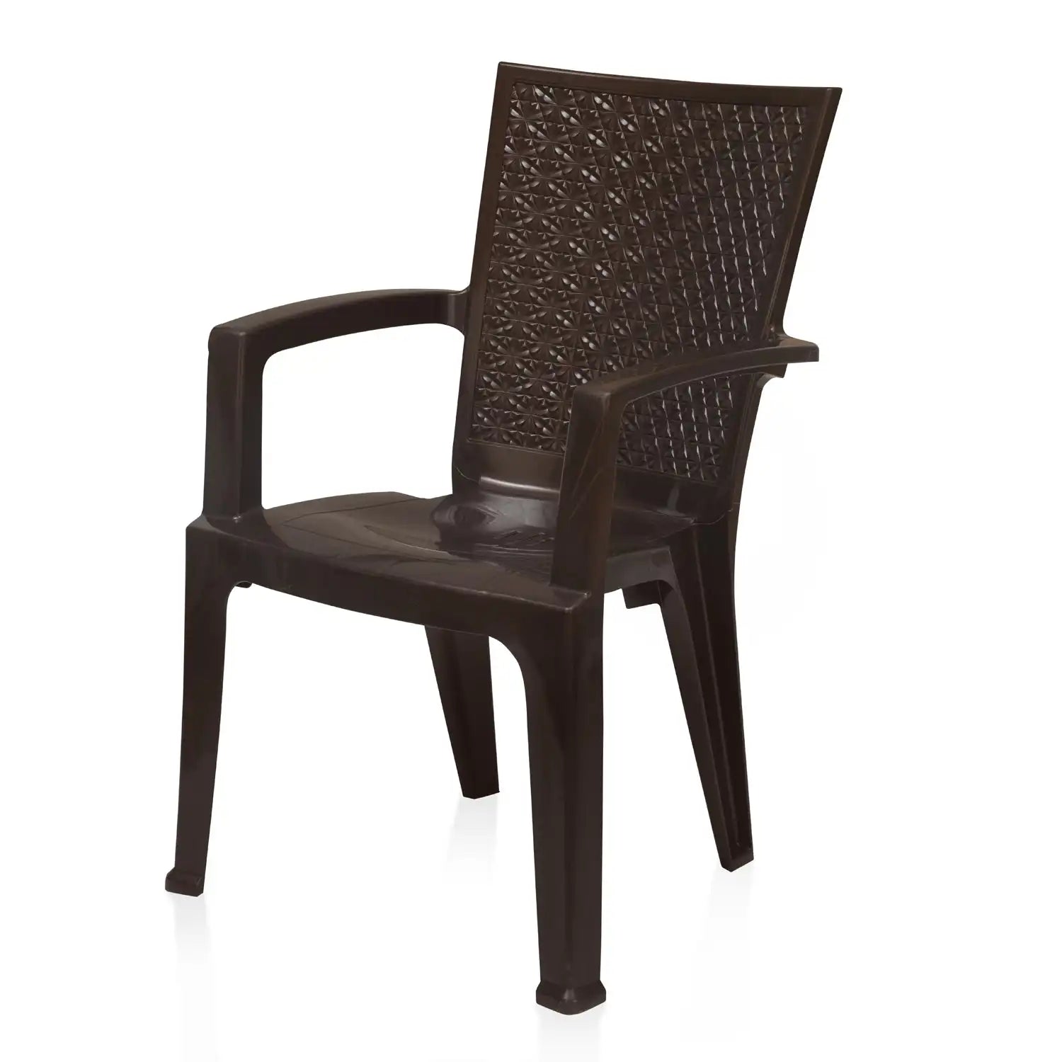Nilkamal CHR2225 Chairs and Mystique Glass Top Coffee Table Plastic Outdoor Set (Weather Brown & Season Rust Brown) - Nilkamal | VK Furniture & Electronics Mangalore