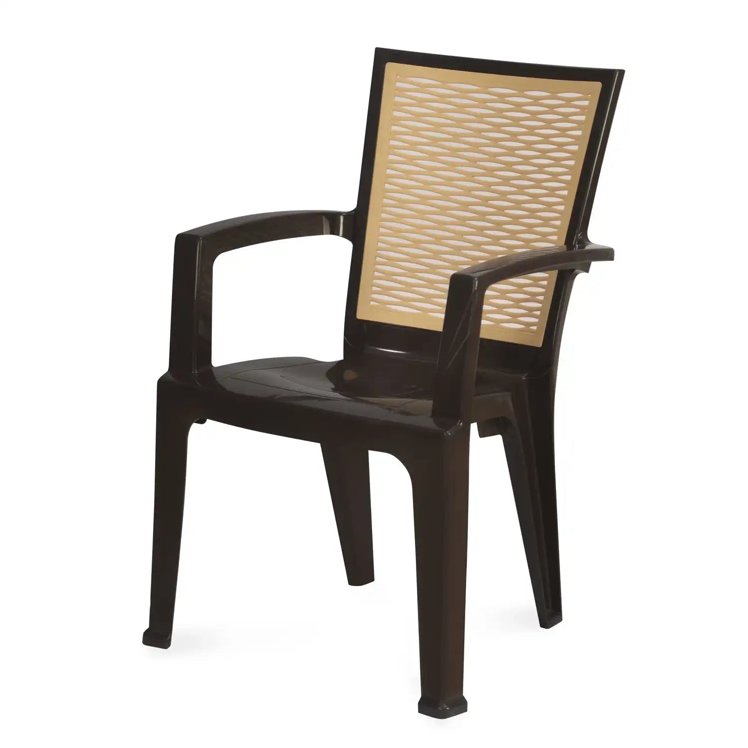 Nilkamal CHR2226 Chairs and Mystique Glass Top Coffee Table Plastic Outdoor Set (Season Rust Brown & Biscuit) - Nilkamal | VK Furniture & Electronics Mangalore