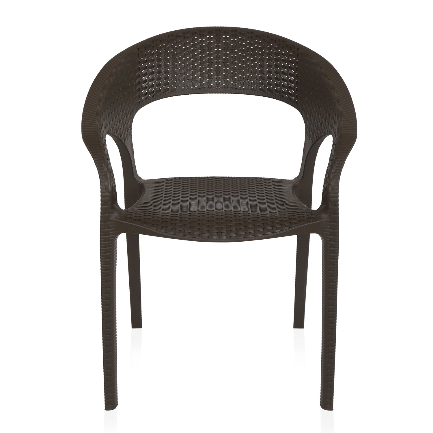 Nilkamal Club Chairs and Mystique Glass Top Coffee Table Plastic Outdoor Set (Season Rust Brown) - Nilkamal | VK Furniture & Electronics Mangalore