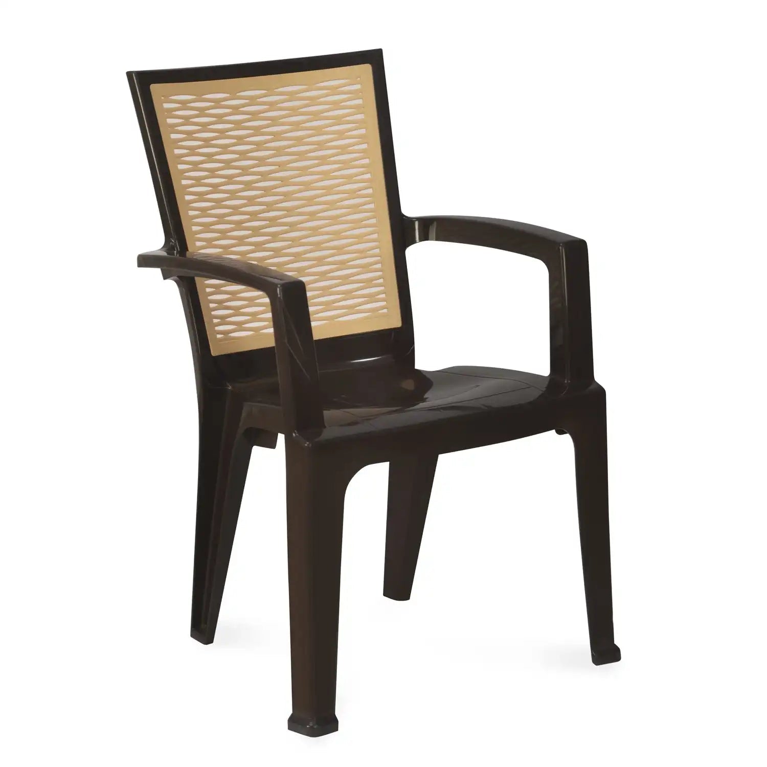 Nilkamal CHR2226 Chairs and Glass Top Coffee Table Plastic Outdoor Set (Season Rust Brown/Biscuit & Weather Brown) - Nilkamal | VK Furniture & Electronics Mangalore
