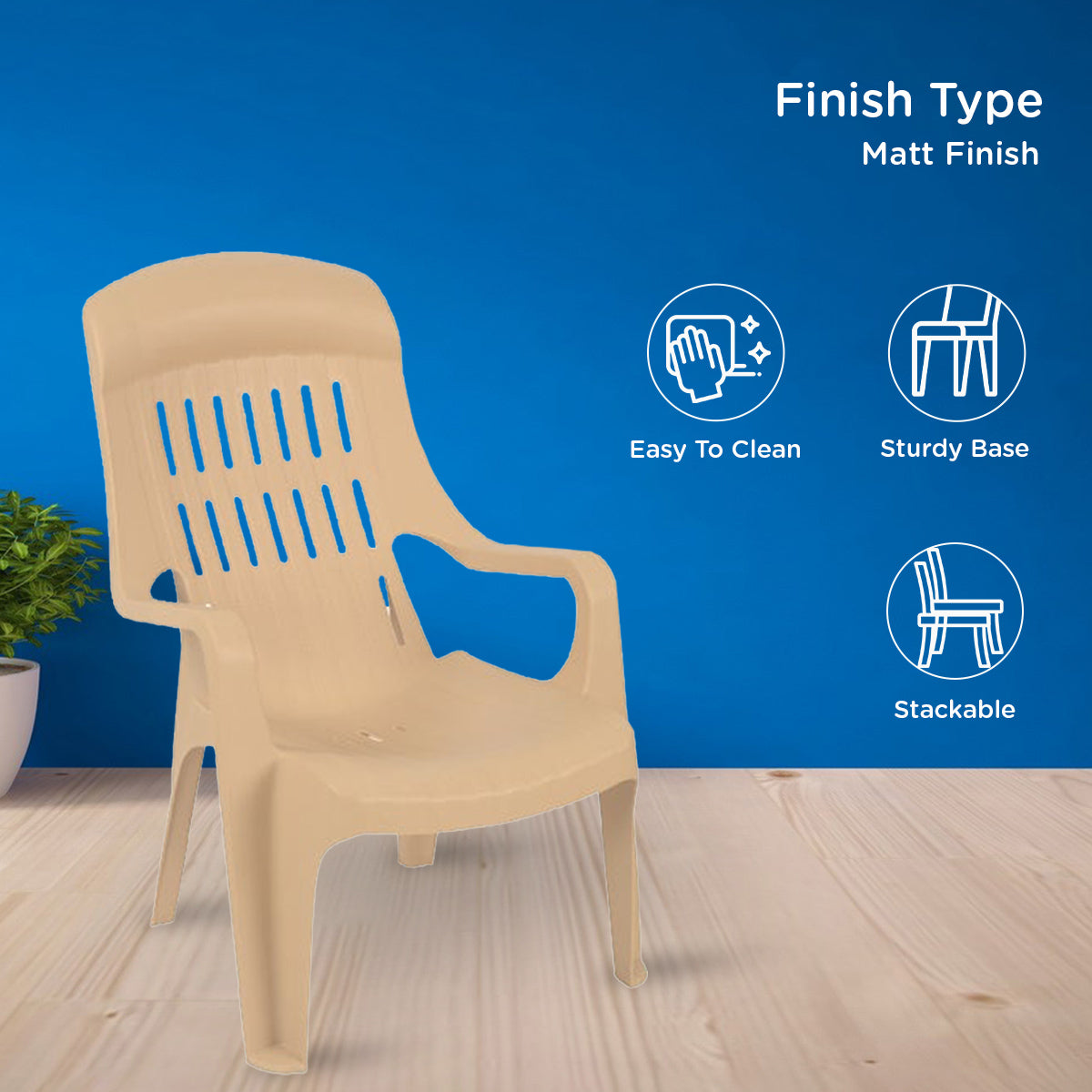 Nilkamal Weekender Plastic Arm Chair (Biscuit) - Nilkamal | VK Furniture & Electronics Mangalore