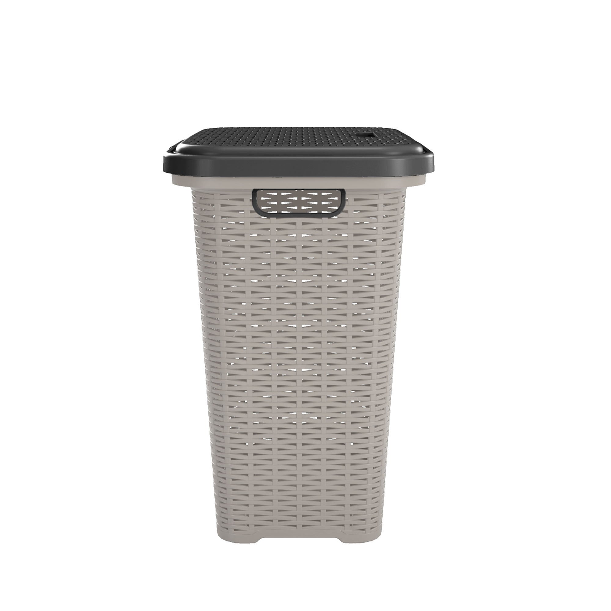 Nilkamal Elegance Laundry Basket 50 Litre with Lid  (Silky Grey & Charcoal Grey) - Nilkamal | VK Furniture & Electronics Mangalore