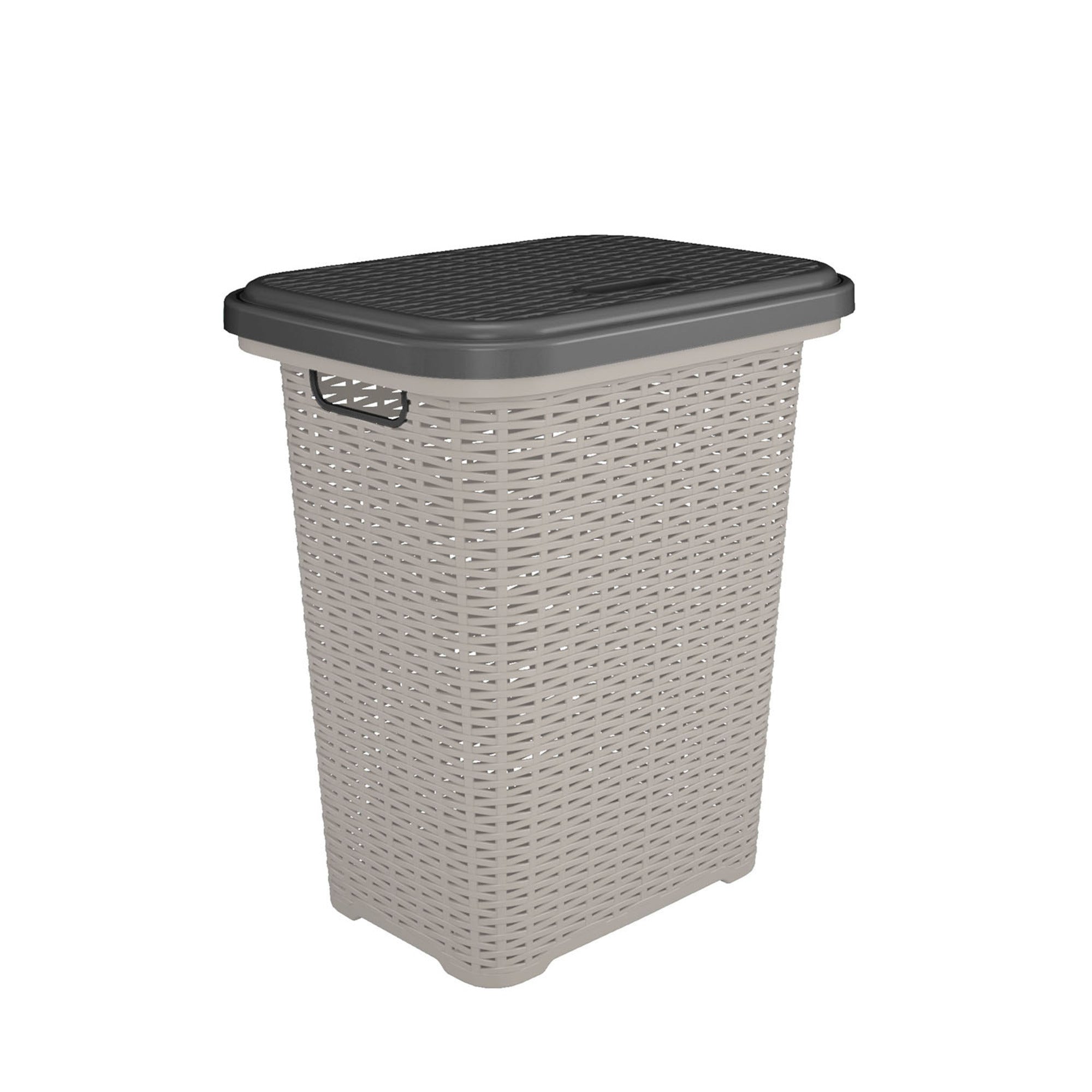 Nilkamal Elegance Laundry Basket 50 Litre with Lid  (Silky Grey & Charcoal Grey) - Nilkamal | VK Furniture & Electronics Mangalore