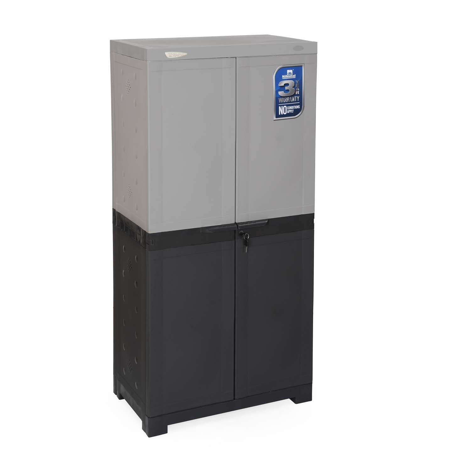 Nilkamal Freedom (FMSC18D) Plastic Shoe Cabinet (Haze Grey & Charcoal Grey) - Nilkamal | VK Furniture & Electronics Mangalore