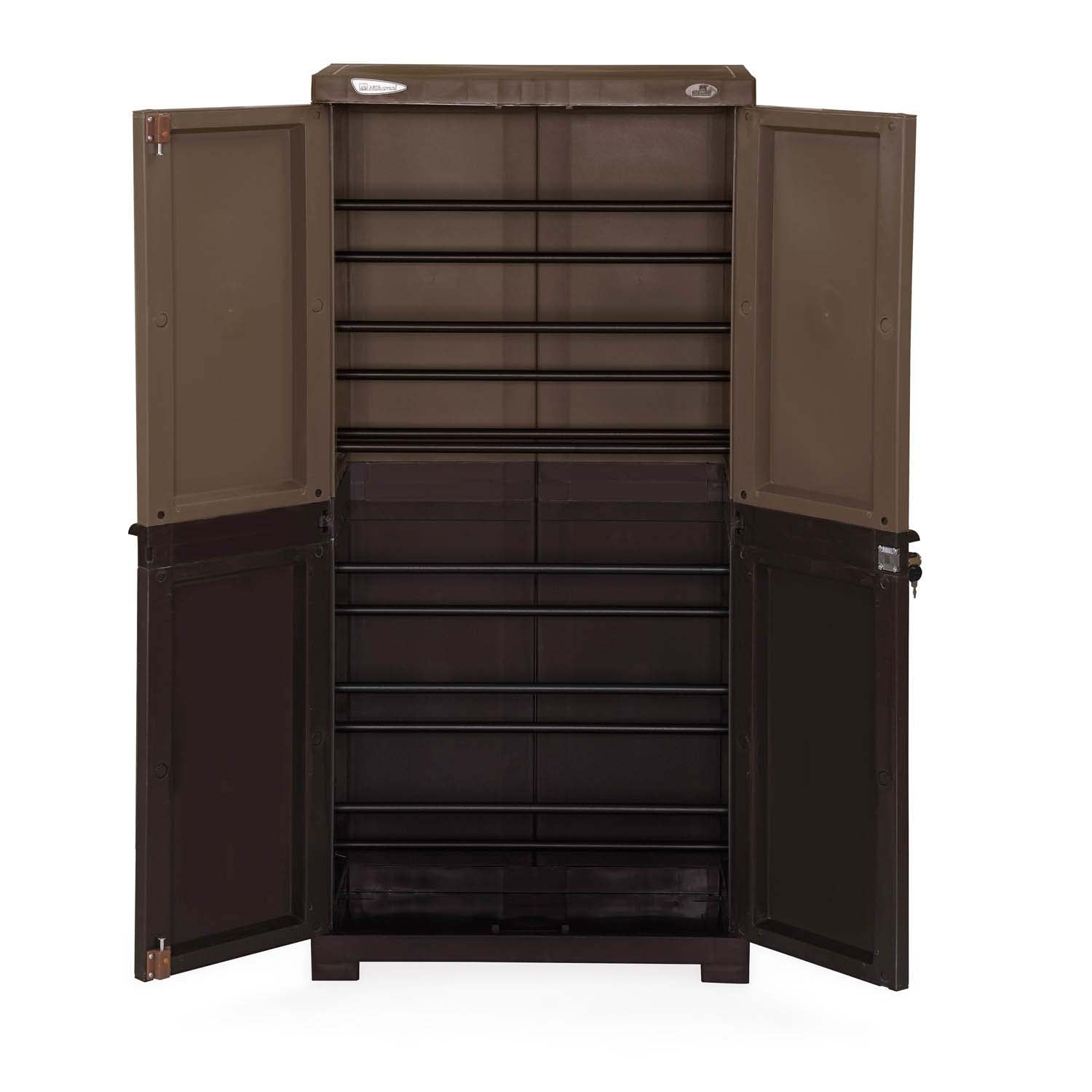 Nilkamal Freedom (FMSC18D) Plastic Shoe Cabinet (Rattan Dark Beige & Weather Brown) - Nilkamal | VK Furniture & Electronics Mangalore