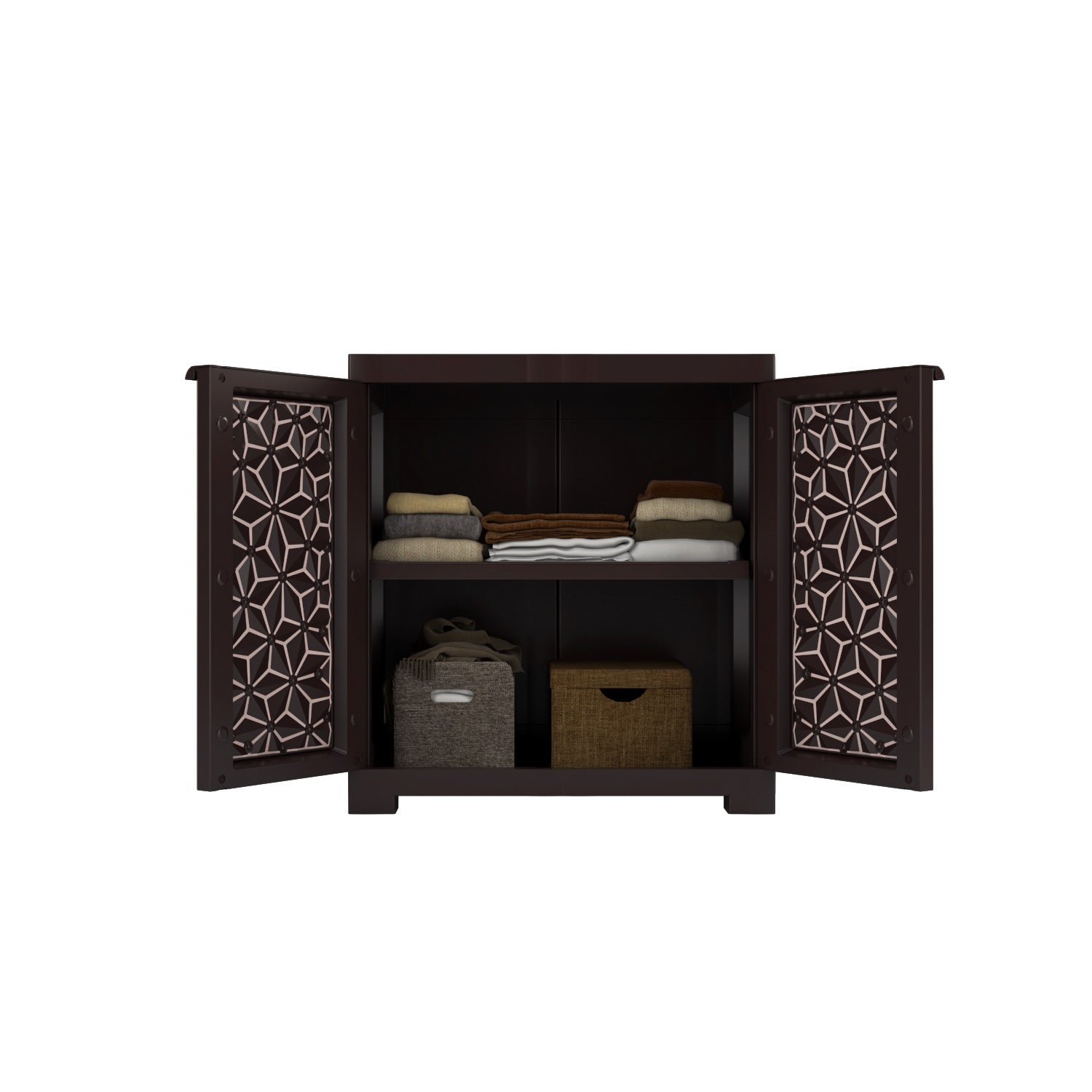 Nilkamal Freedom Star Small (FMSSTAR) Plastic Storage Cabinet (Weather Brown & Biscuit) - Nilkamal | VK Furniture & Electronics Mangalore