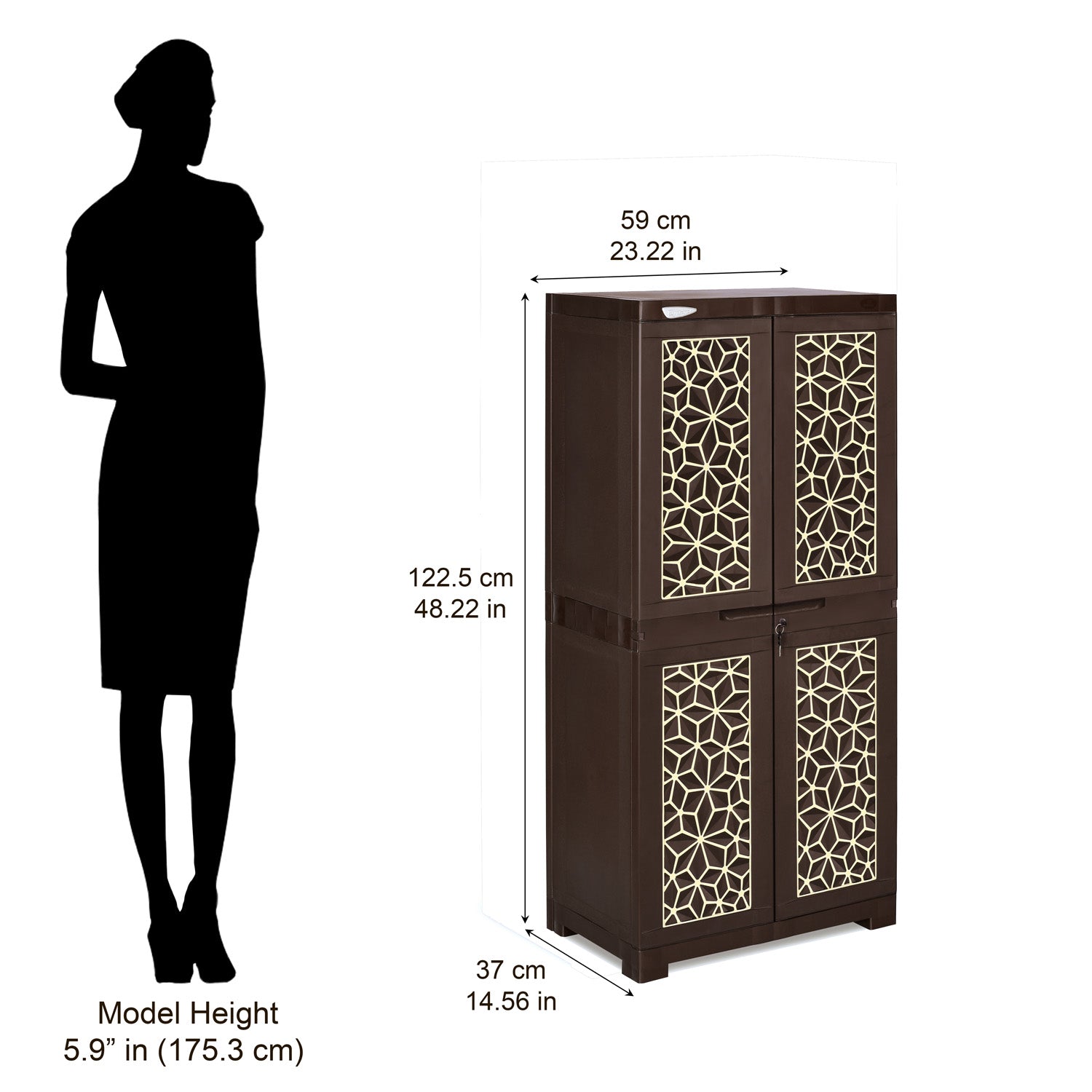 Nilkamal Freedom Mini Medium (FMM) Star Plastic Storage Cabinet (Weathered Brown & Biscuit) - Nilkamal | VK Furniture & Electronics Mangalore